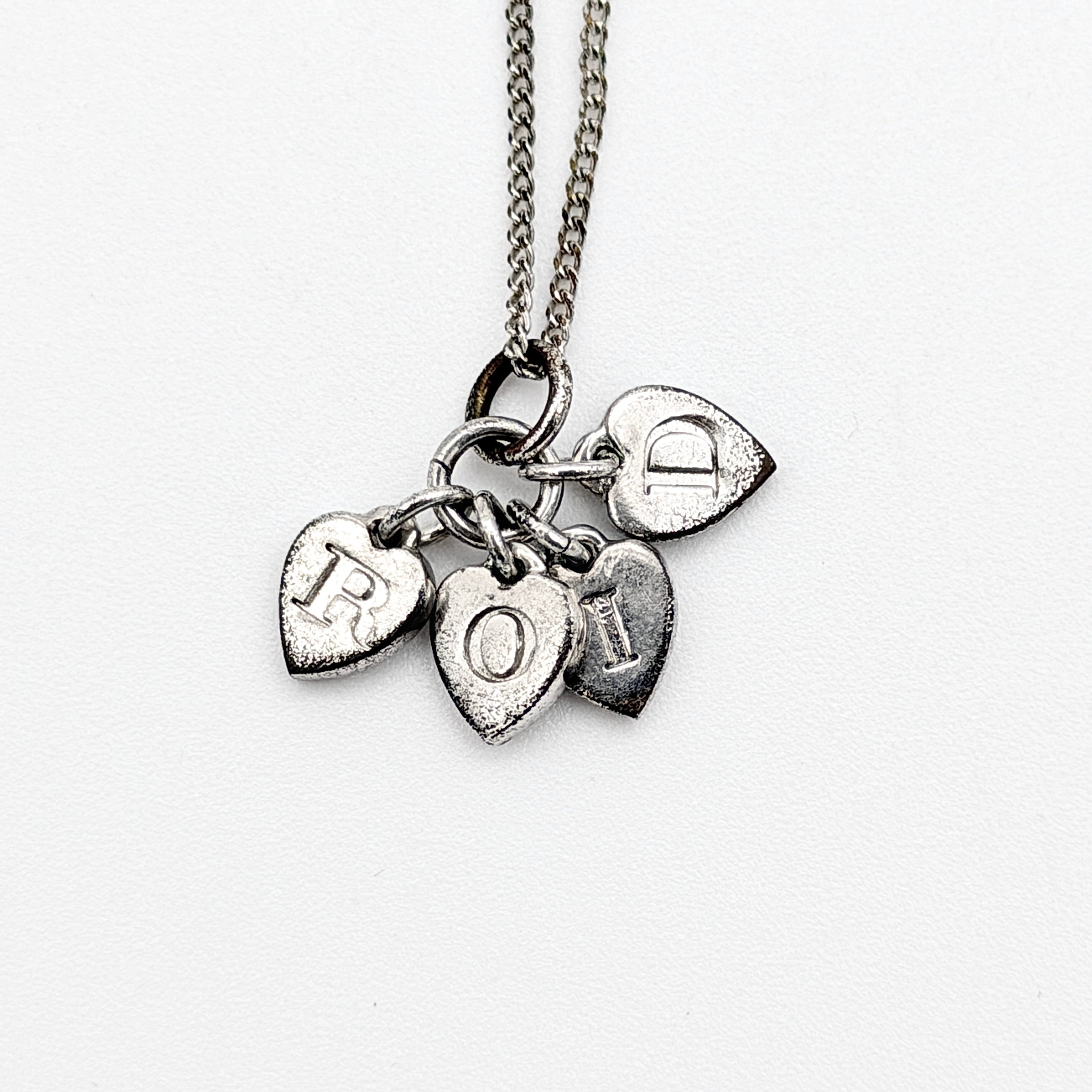 Christian Dior Heart Charms Necklace Silver