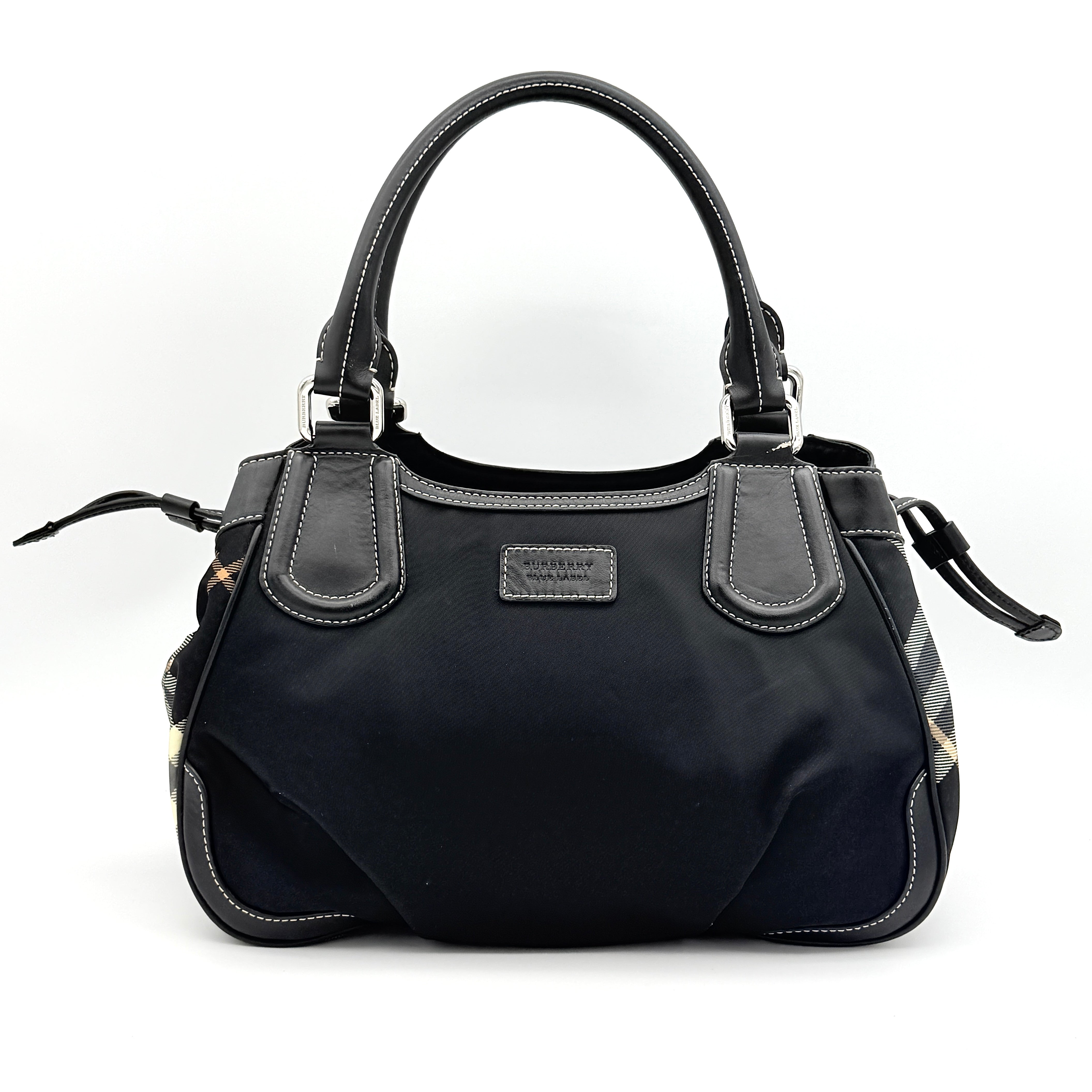 Burberry Blue Label Nova Check Logo Nylon Shoulder bag Black/Grey