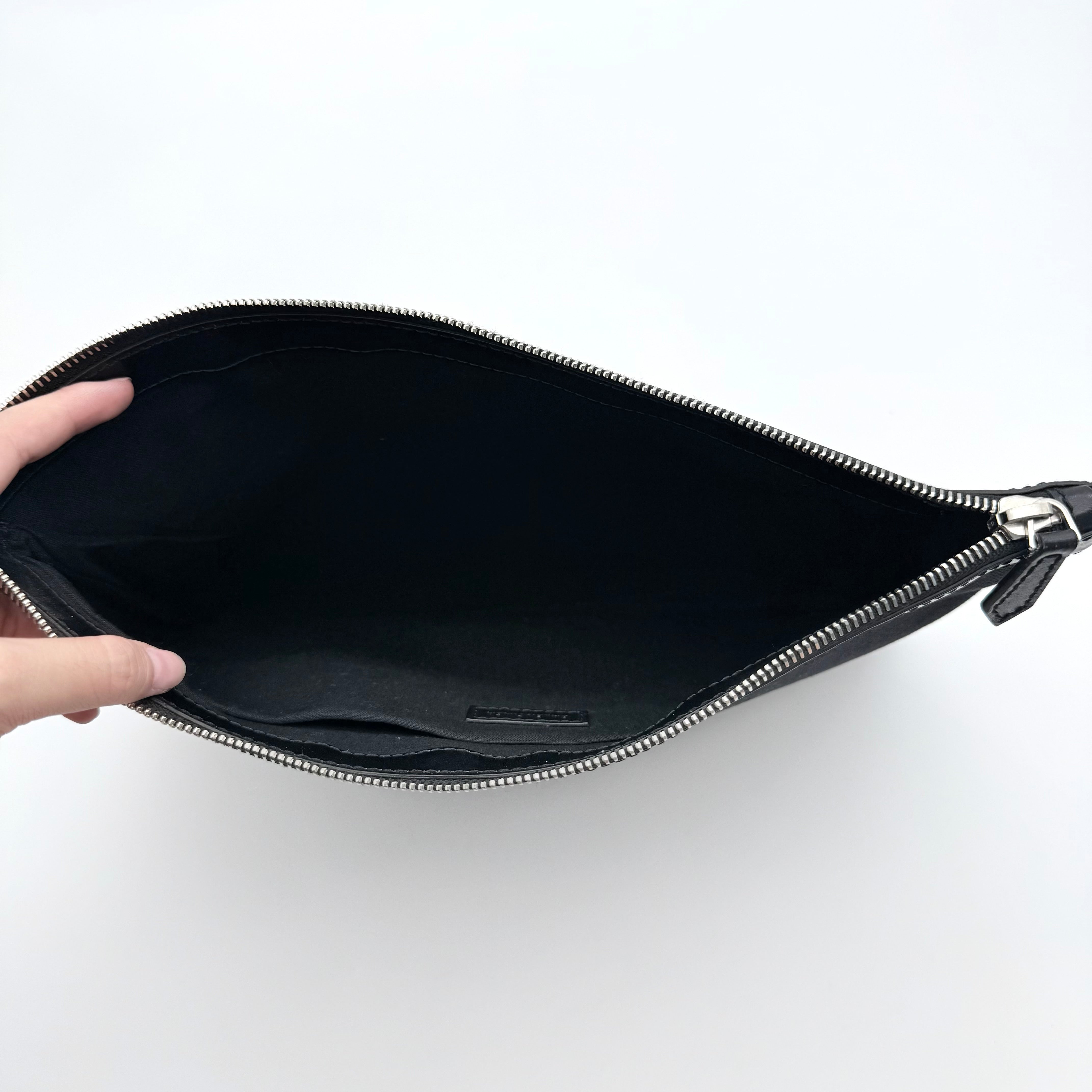Balenciaga Canvas Navy Clip Clutch Bag Black