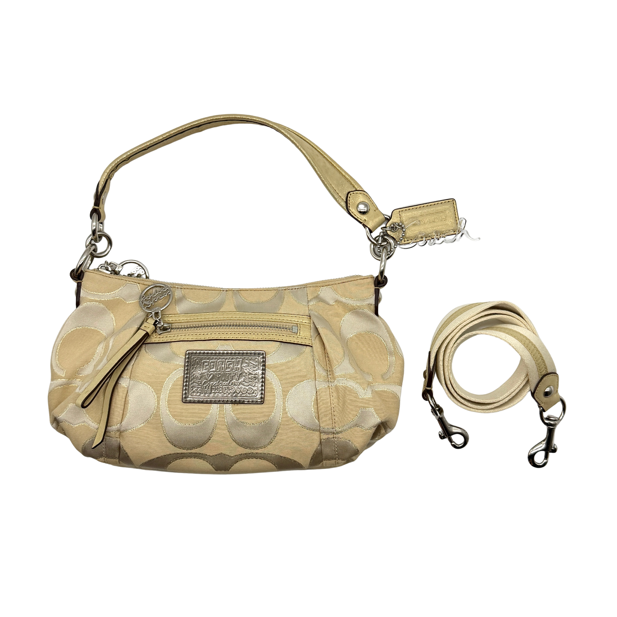 Coach 2Way Signature Poppy Shoulder Bag Beige/Gold