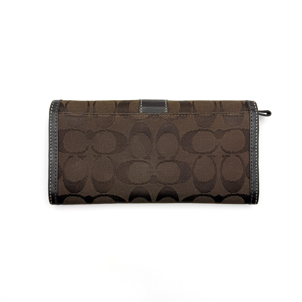 Coach Signature Stripe Long Wallet Dark Brown