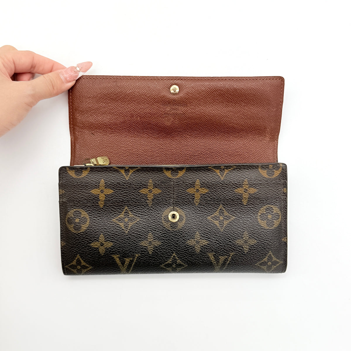 Louis Vuitton Monogram Sarah Long Wallet Brown
