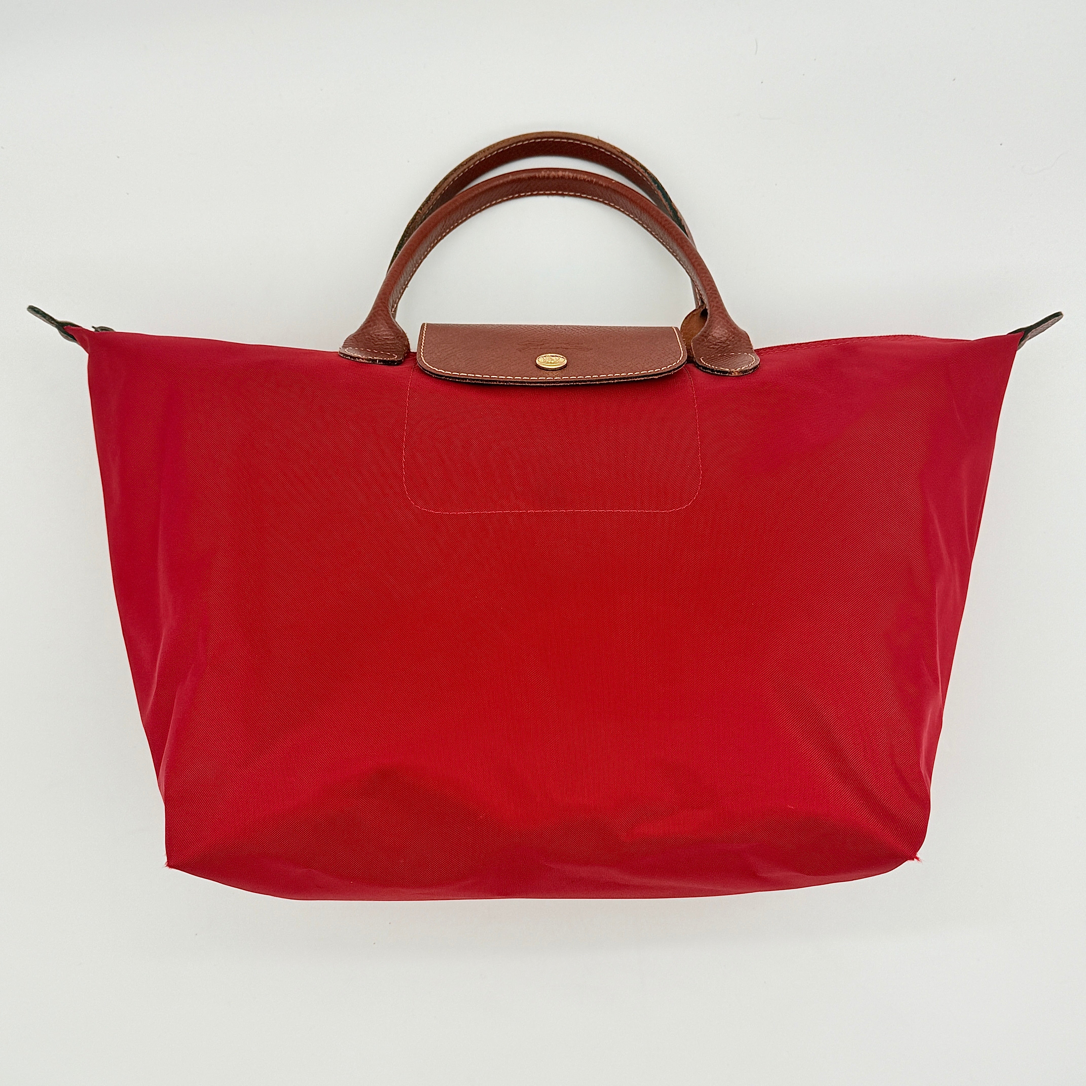 Longchamp Le Pliage Nylon Tote Bag Red/Brown