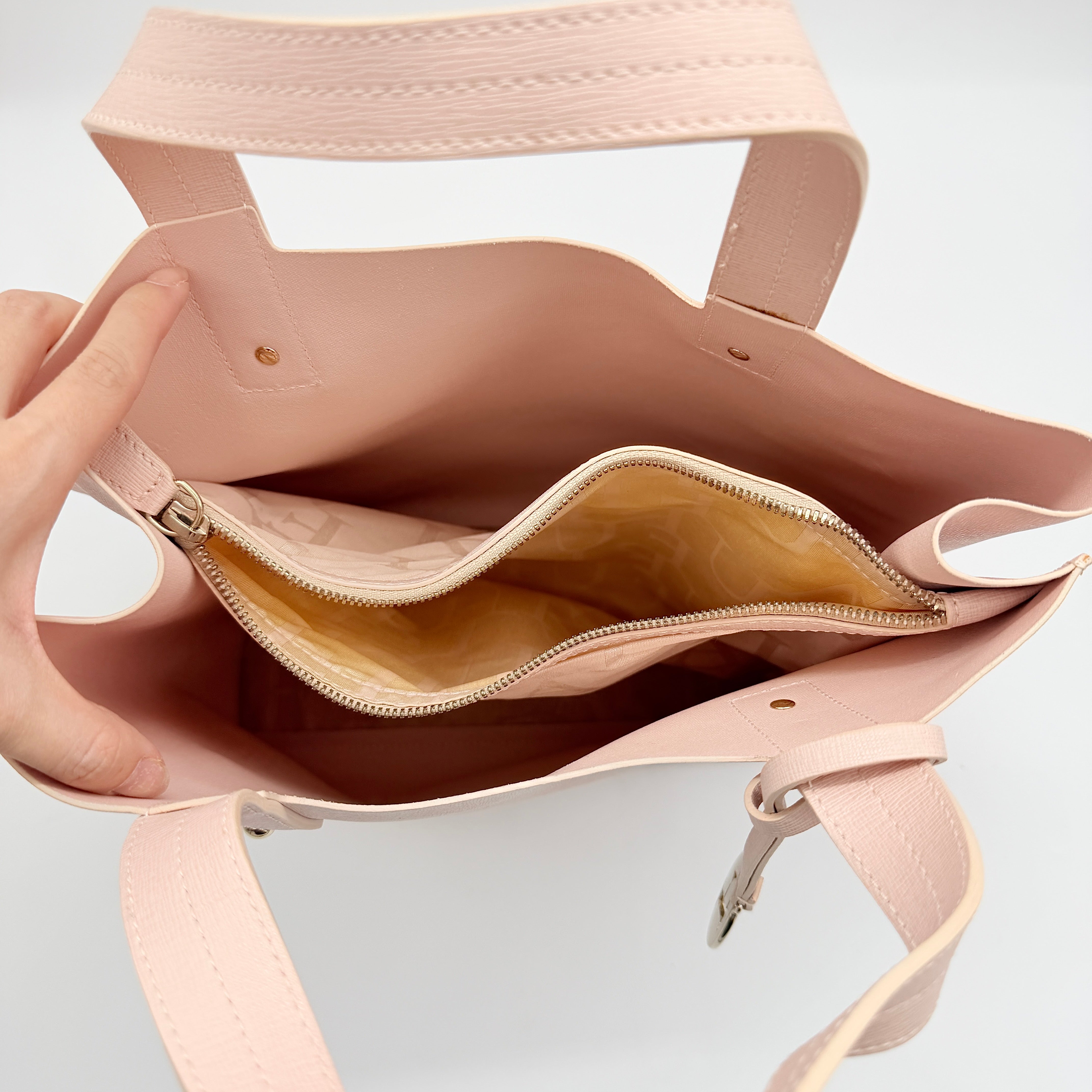 Furla Musa Leather Tote Bag Powder Pink