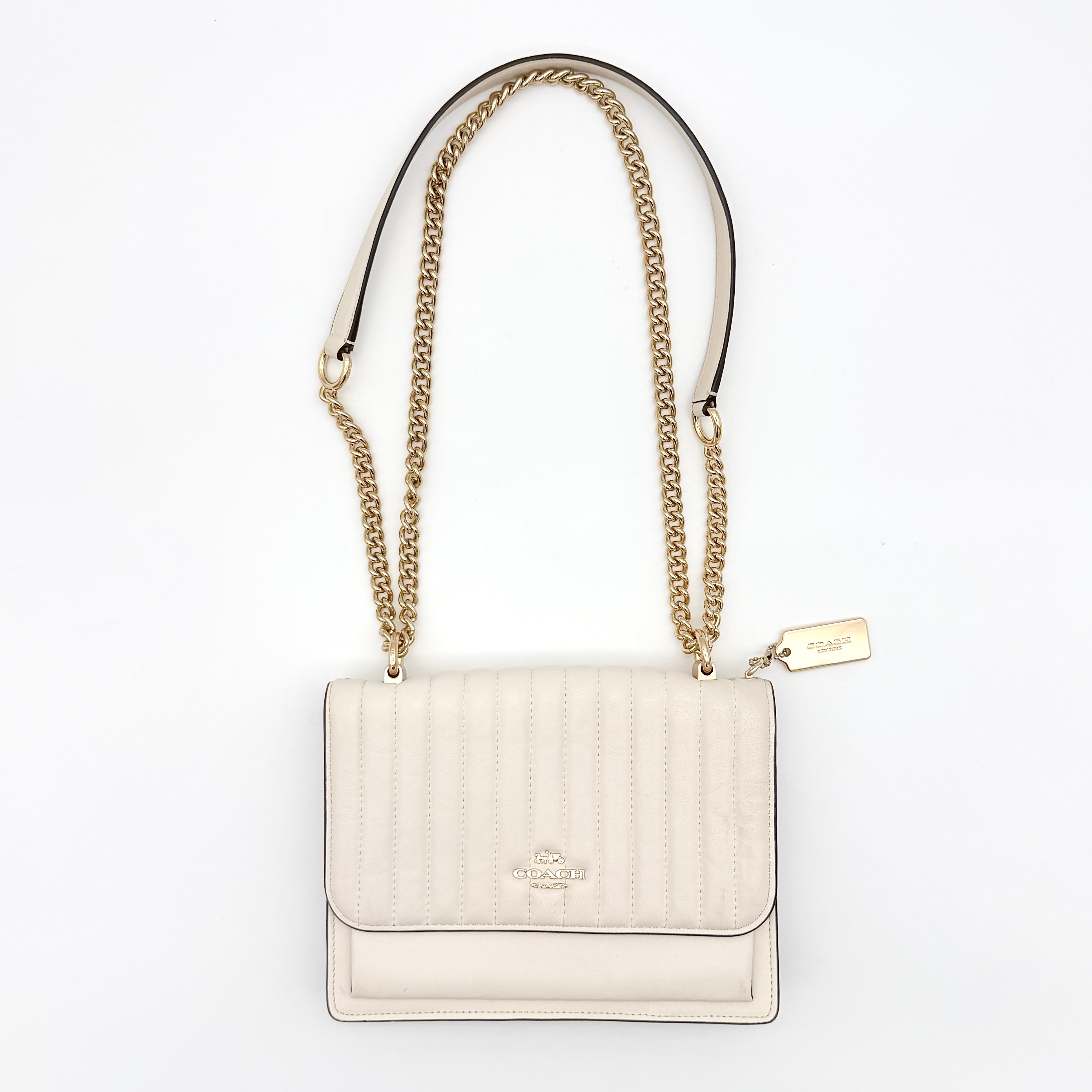 Coach 2Way Klare Linear Quilting Shoulder Bag Cream