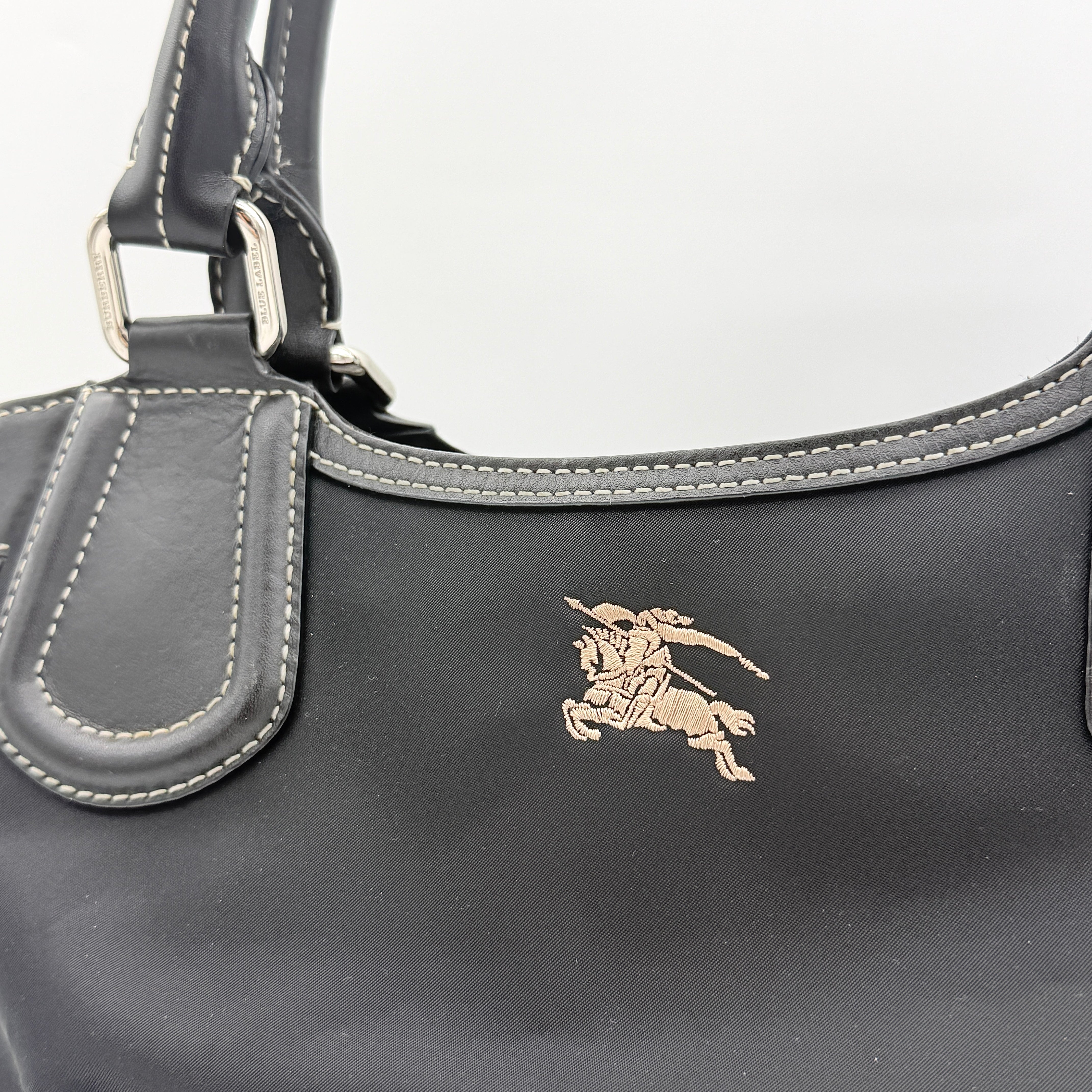 Burberry Blue Label Nova Check Logo Nylon Shoulder bag Black/Grey