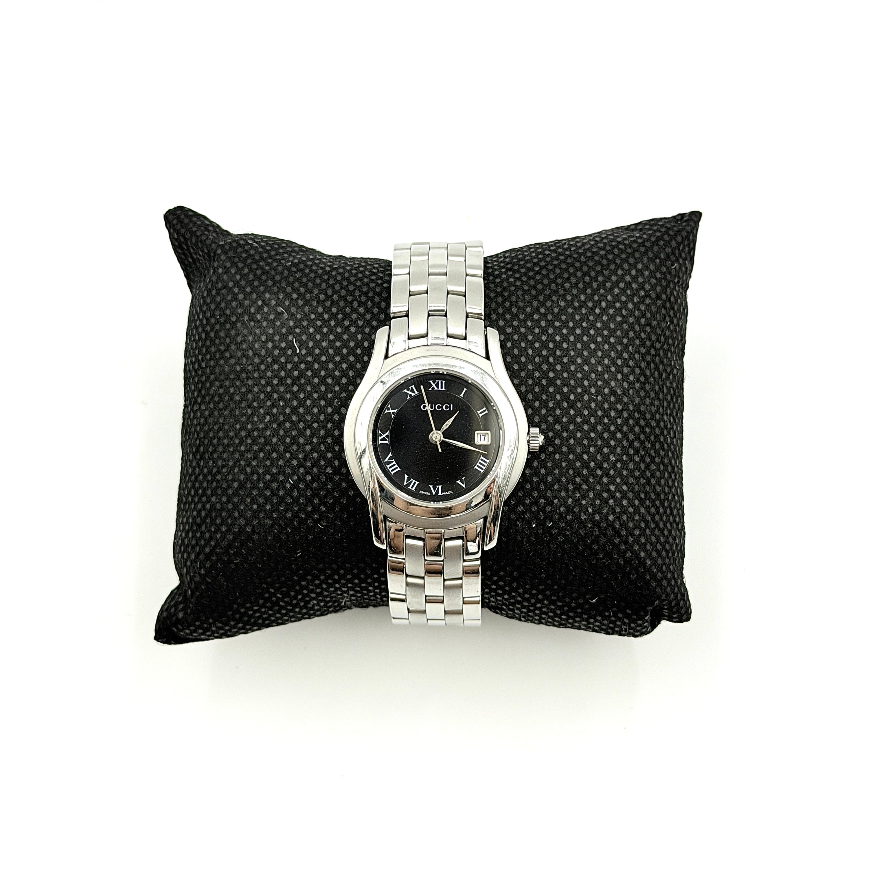 Gucci 5500L Black Dial Stainless Steel Watch