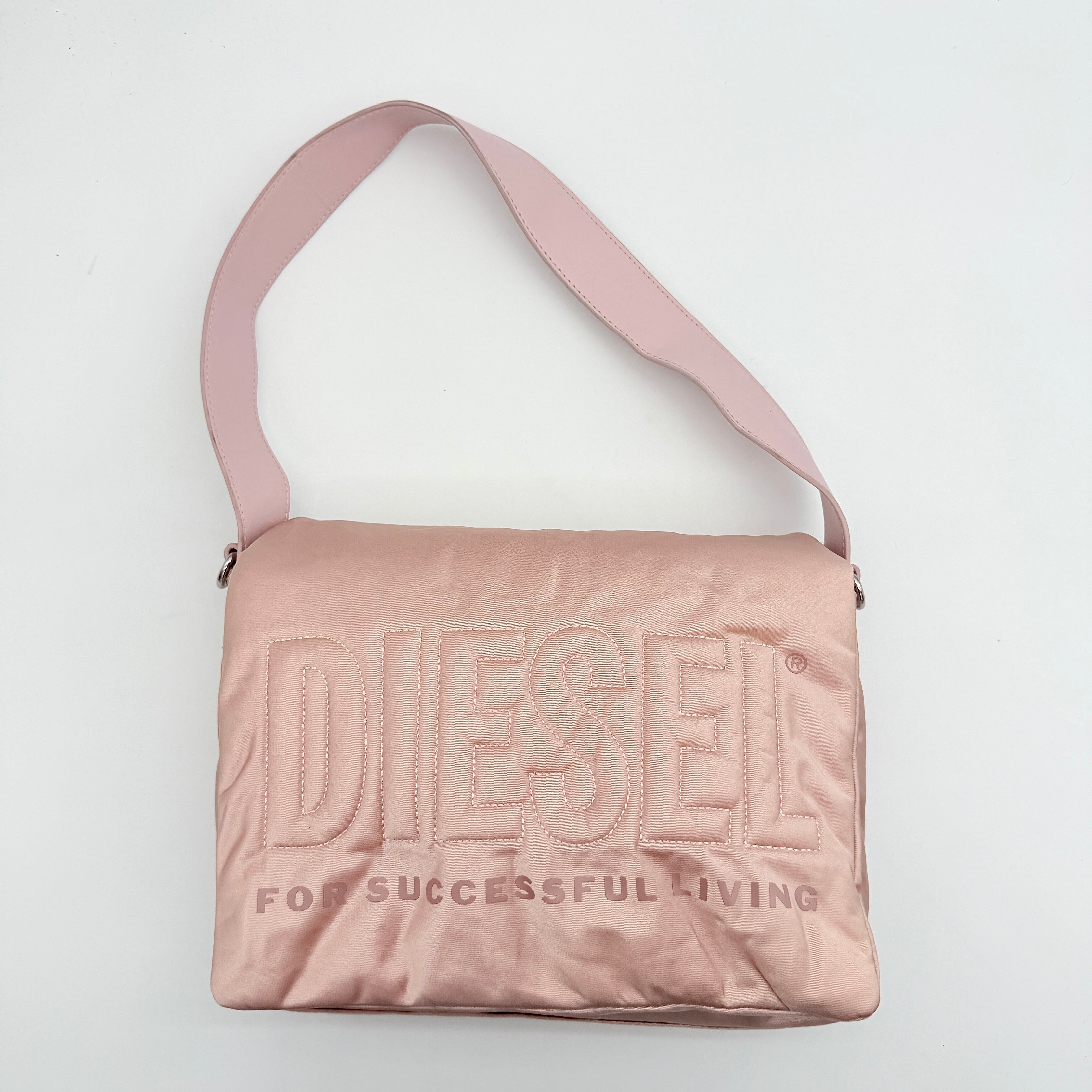 Diesel 2Way Embroidered Padded Shoulder Bag Pink