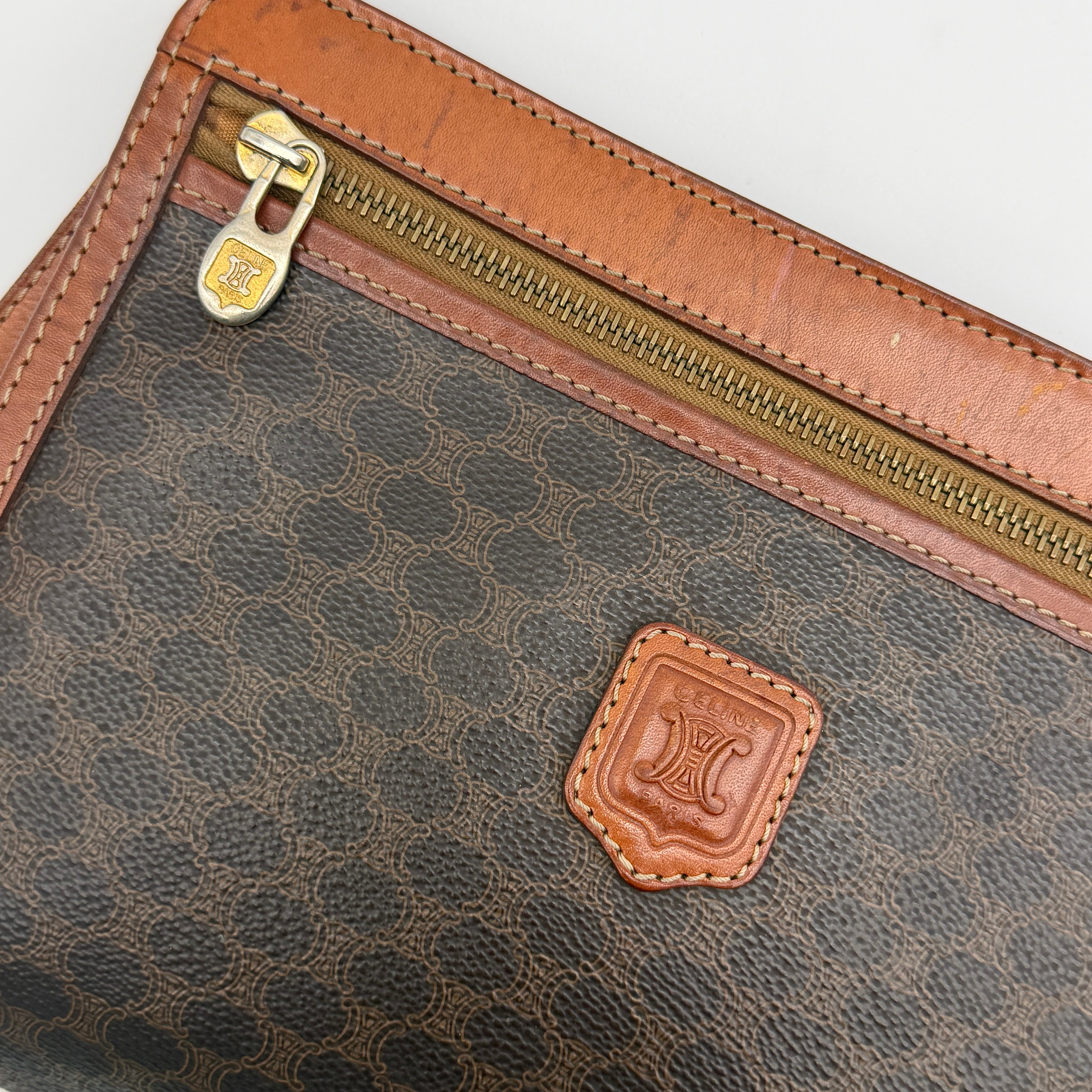 Celine Triomphe Macadam Clutch Bag Brown