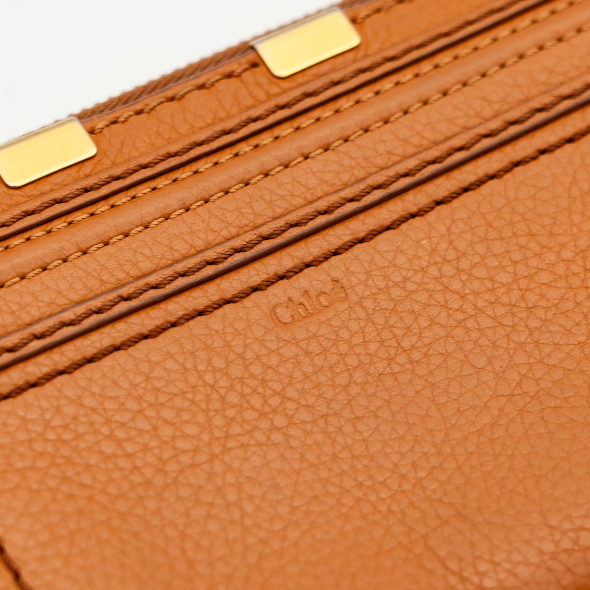 Chloé Marcie Leather Zip Wallet Tan