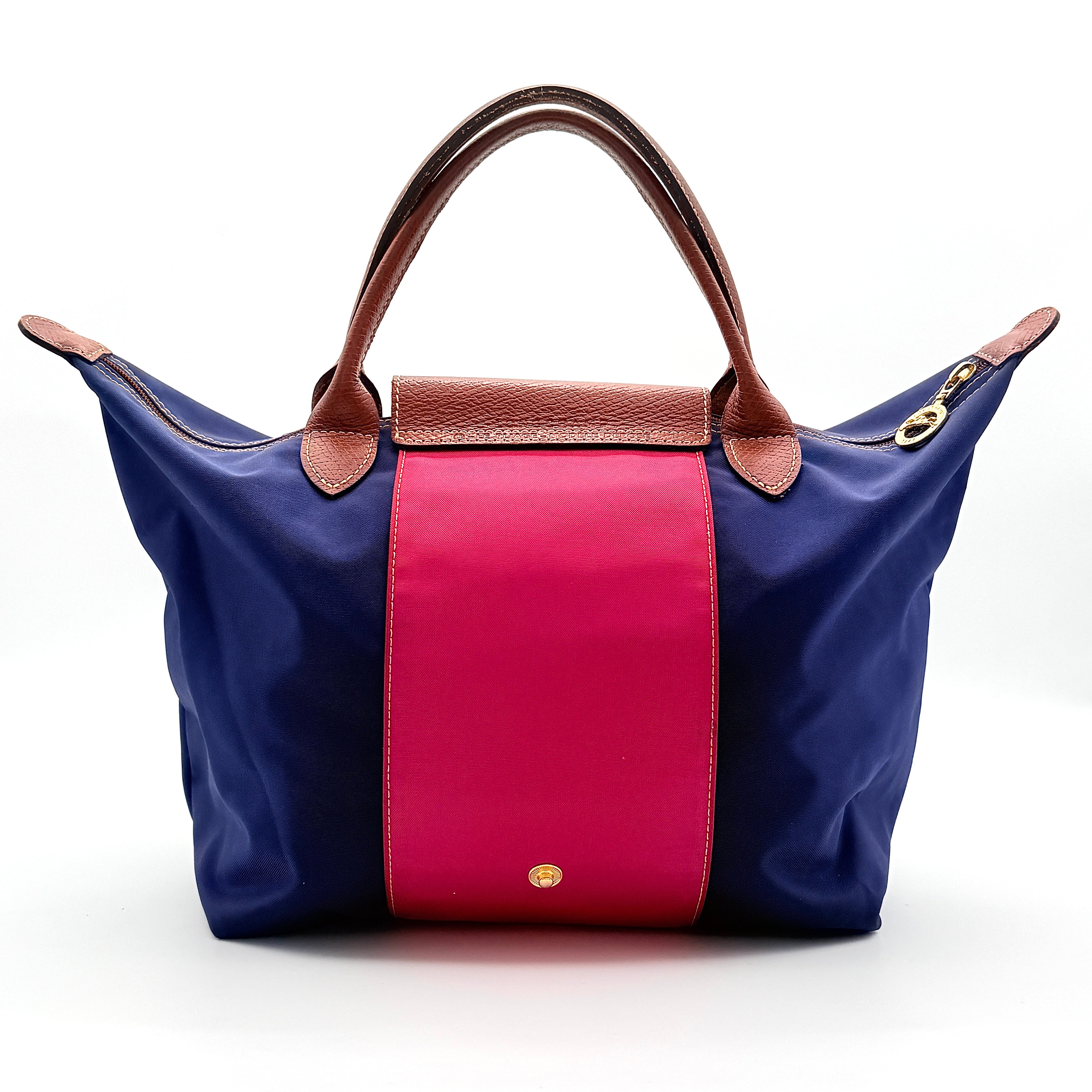 Longchamp Le Pliage Nylon Tote Bag Blue/Pink