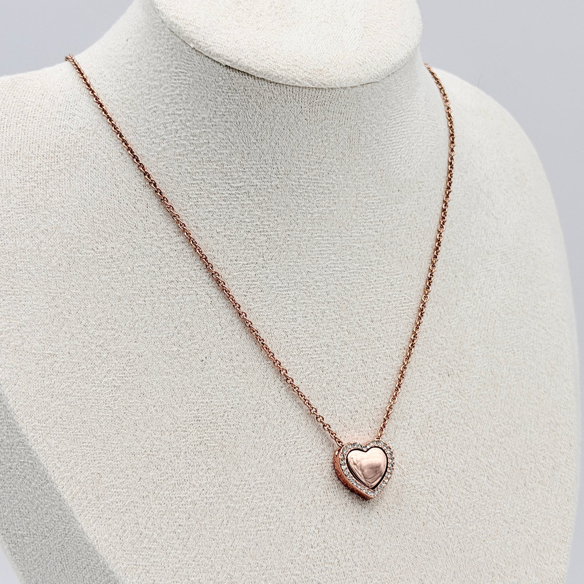 Coach Crystal Heart Necklace Rose Gold