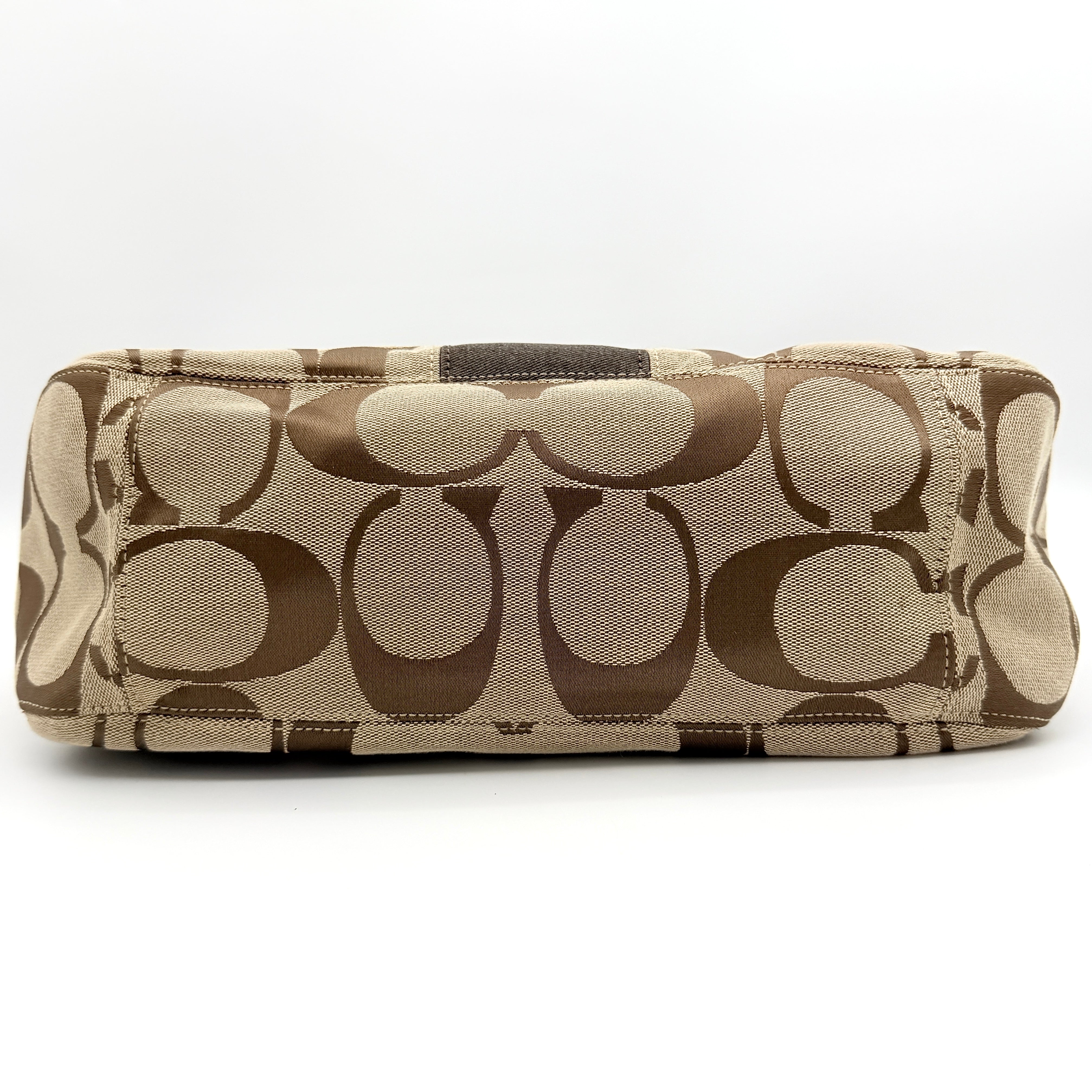 Coach Signature Stripe Shoulder Bag Brown/Beige