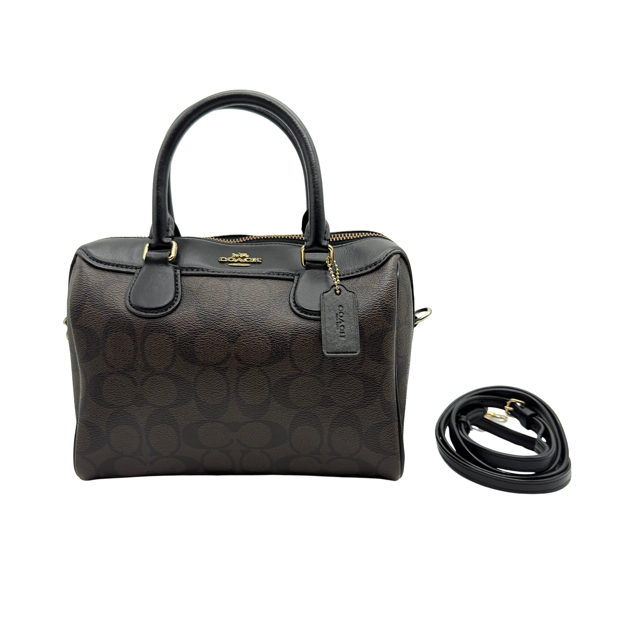 Coach 2Way Signature PVC Mini Bennet Boston Bag Brown/Black