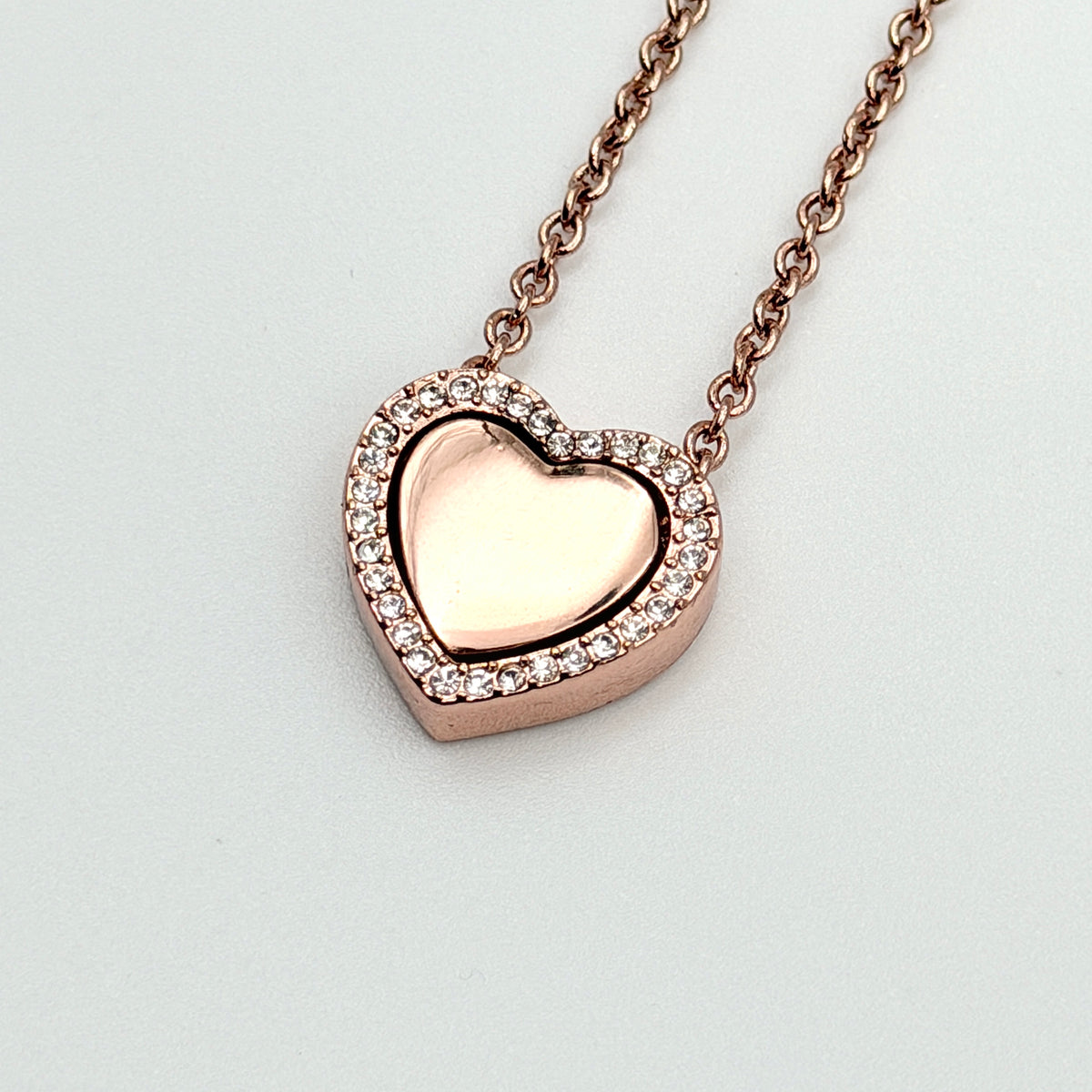 Coach Crystal Heart Necklace Rose Gold