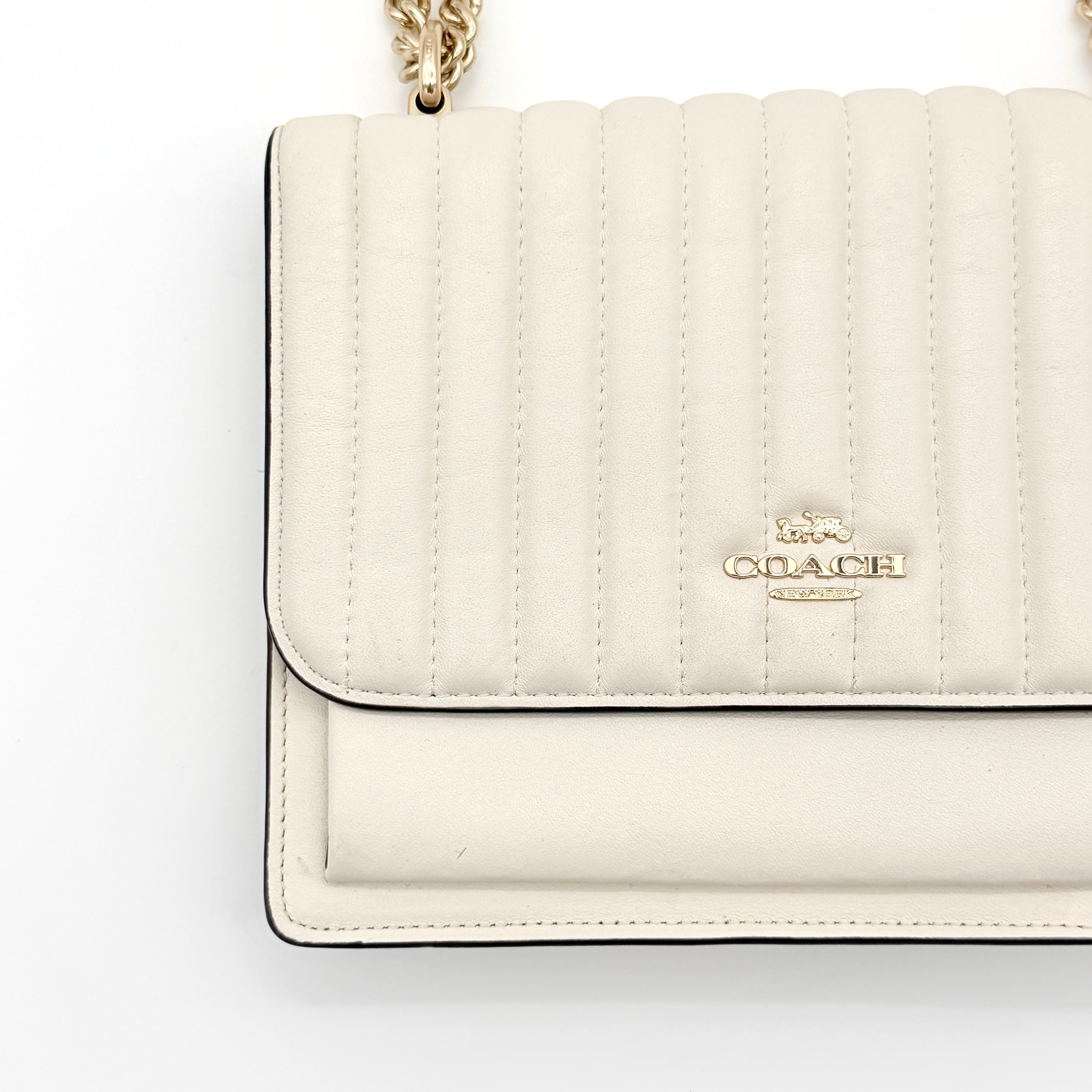 Coach 2Way Klare Linear Quilting Shoulder Bag Cream