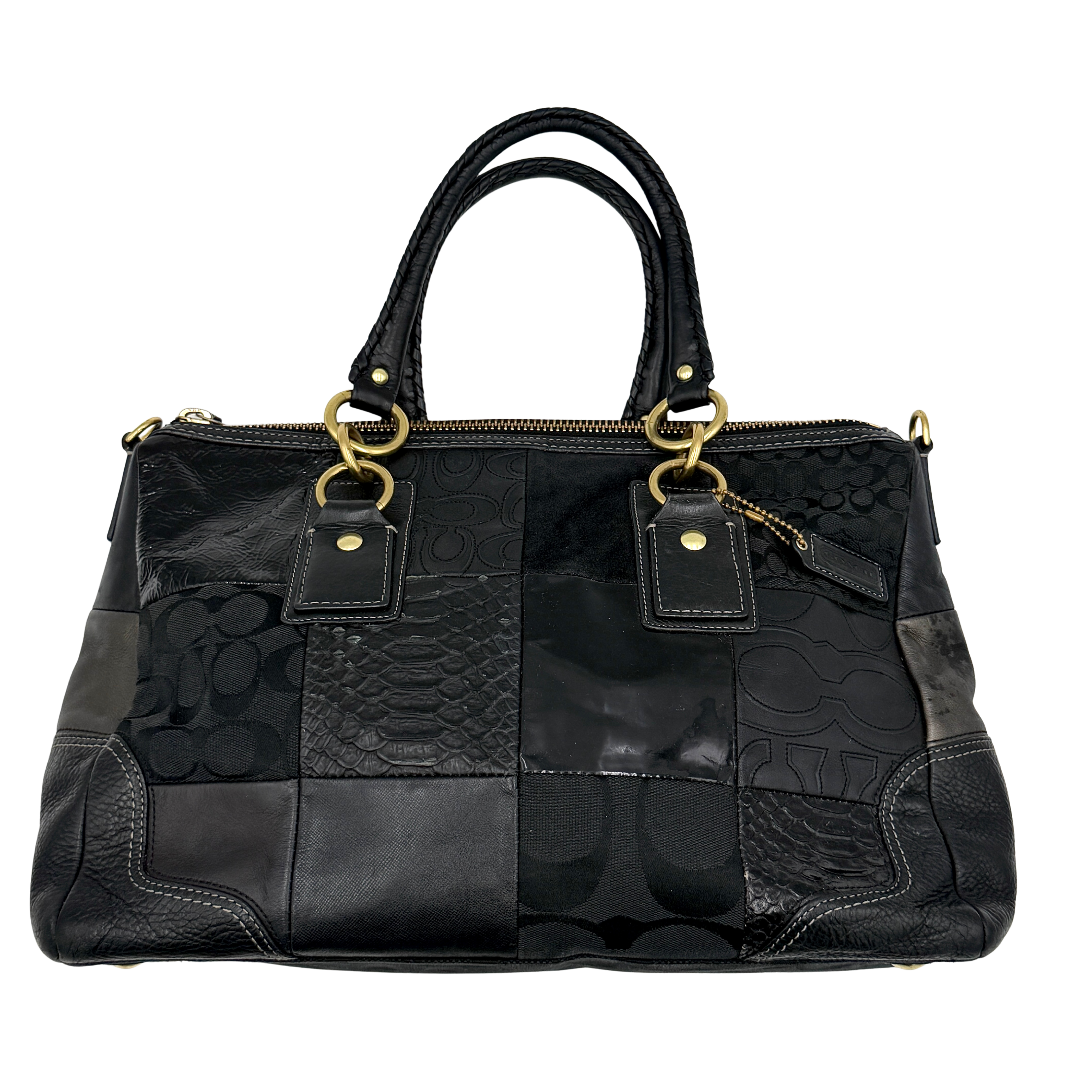 Coach Y2K Signature Hampton Patchwork Shoulder Bag Black