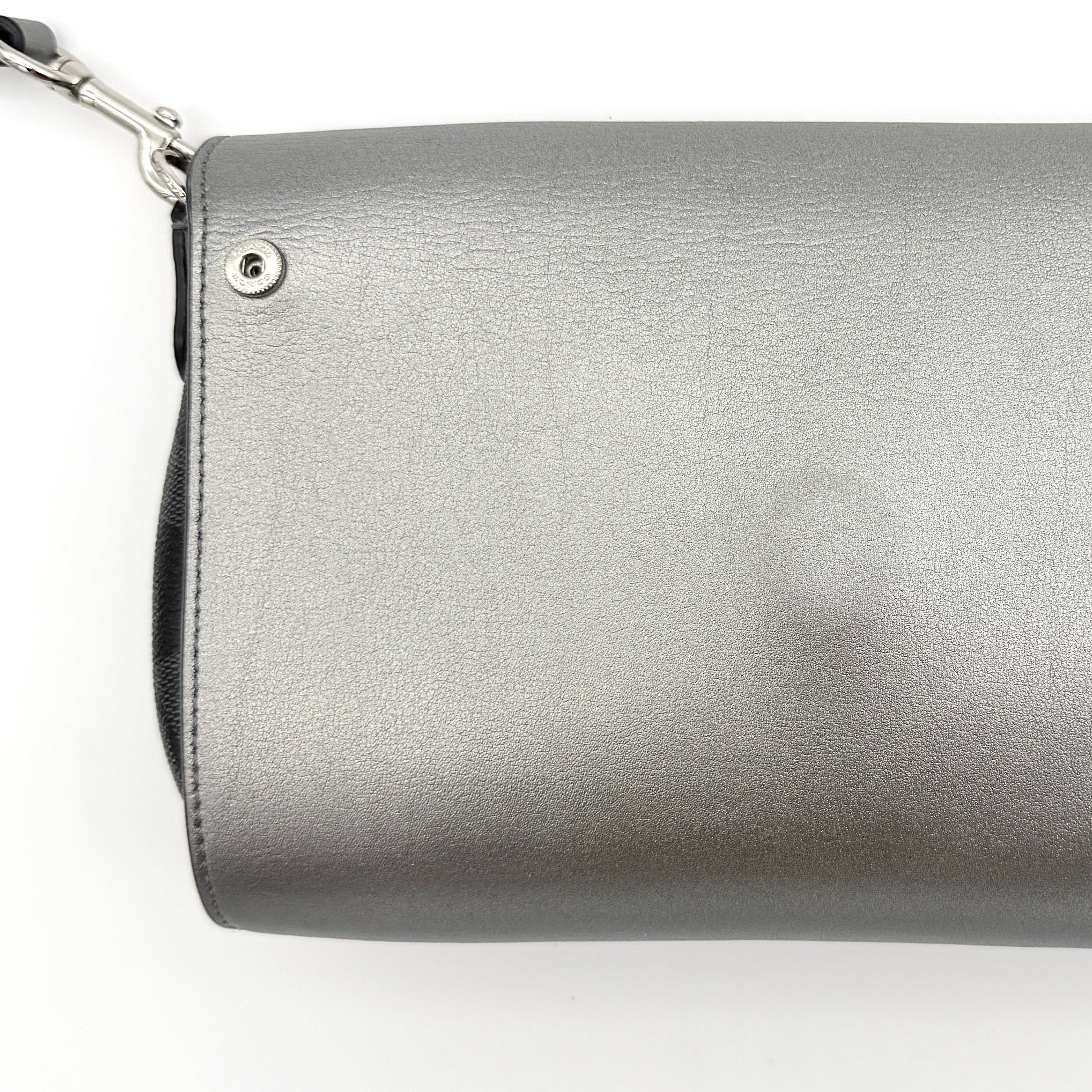 Coach Signature Reversible Flap Crossbody Bag Black/Silver