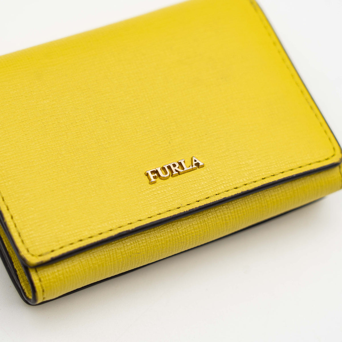 Furla Babylon Compact Leather Trifold Wallet Yellow