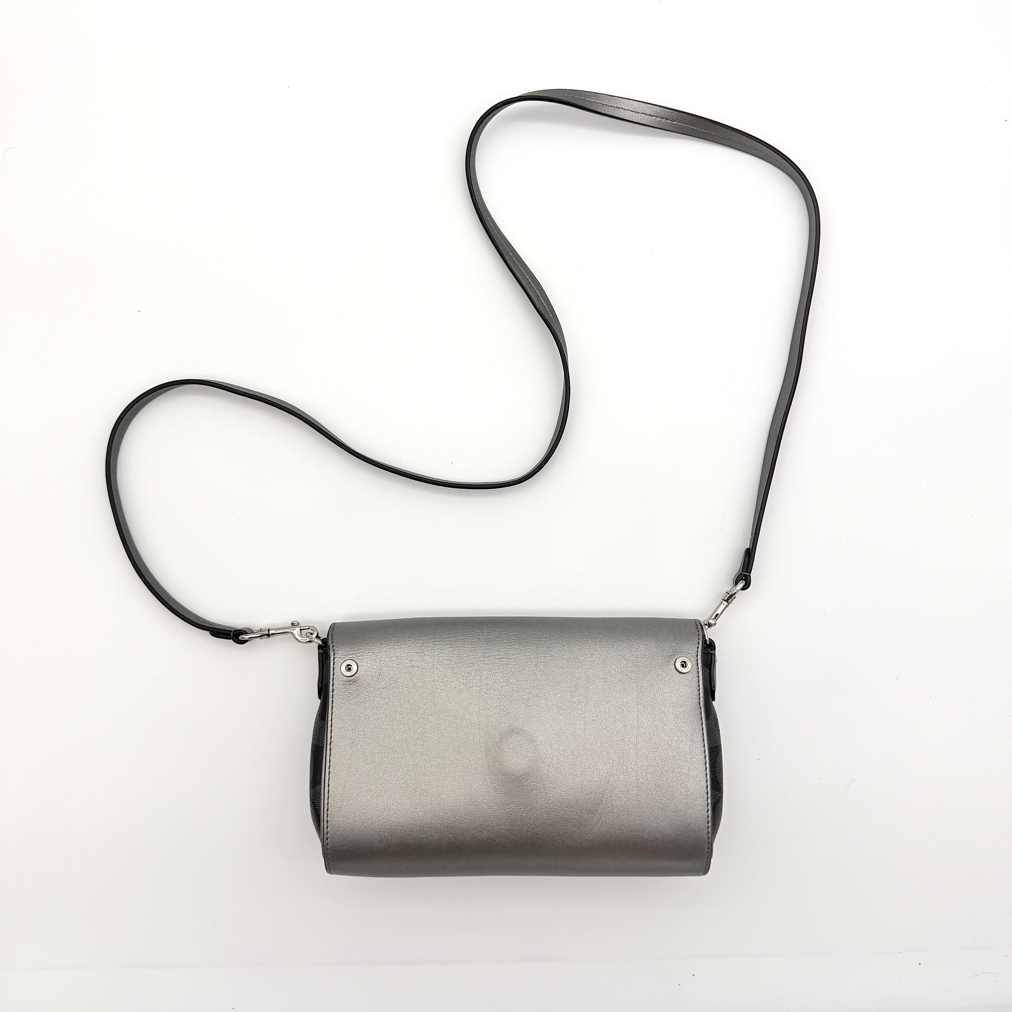 Coach Signature Reversible Flap Crossbody Bag Black/Silver