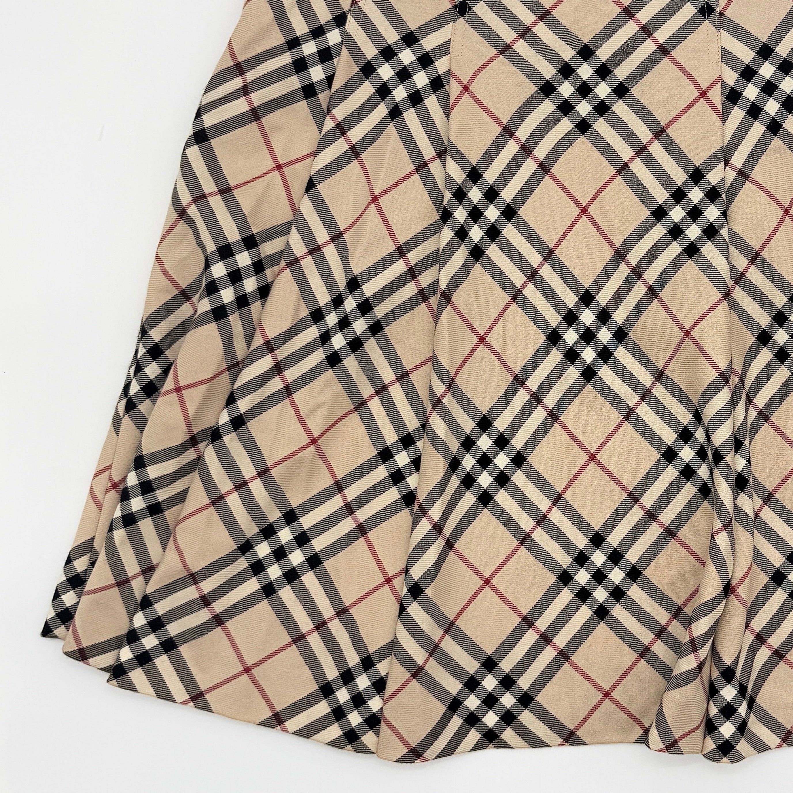 (38) Burberry London Nova Check Flare Skirt Beige