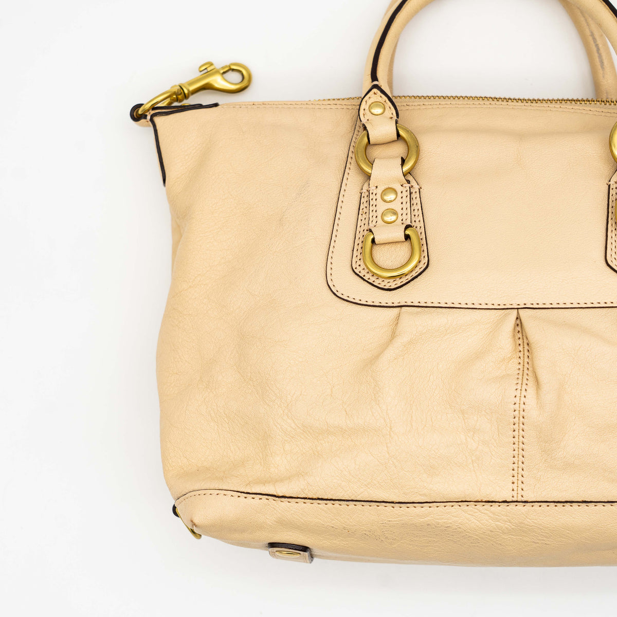 Coach 2Way Ashley Leather Satchel Handbag Beige