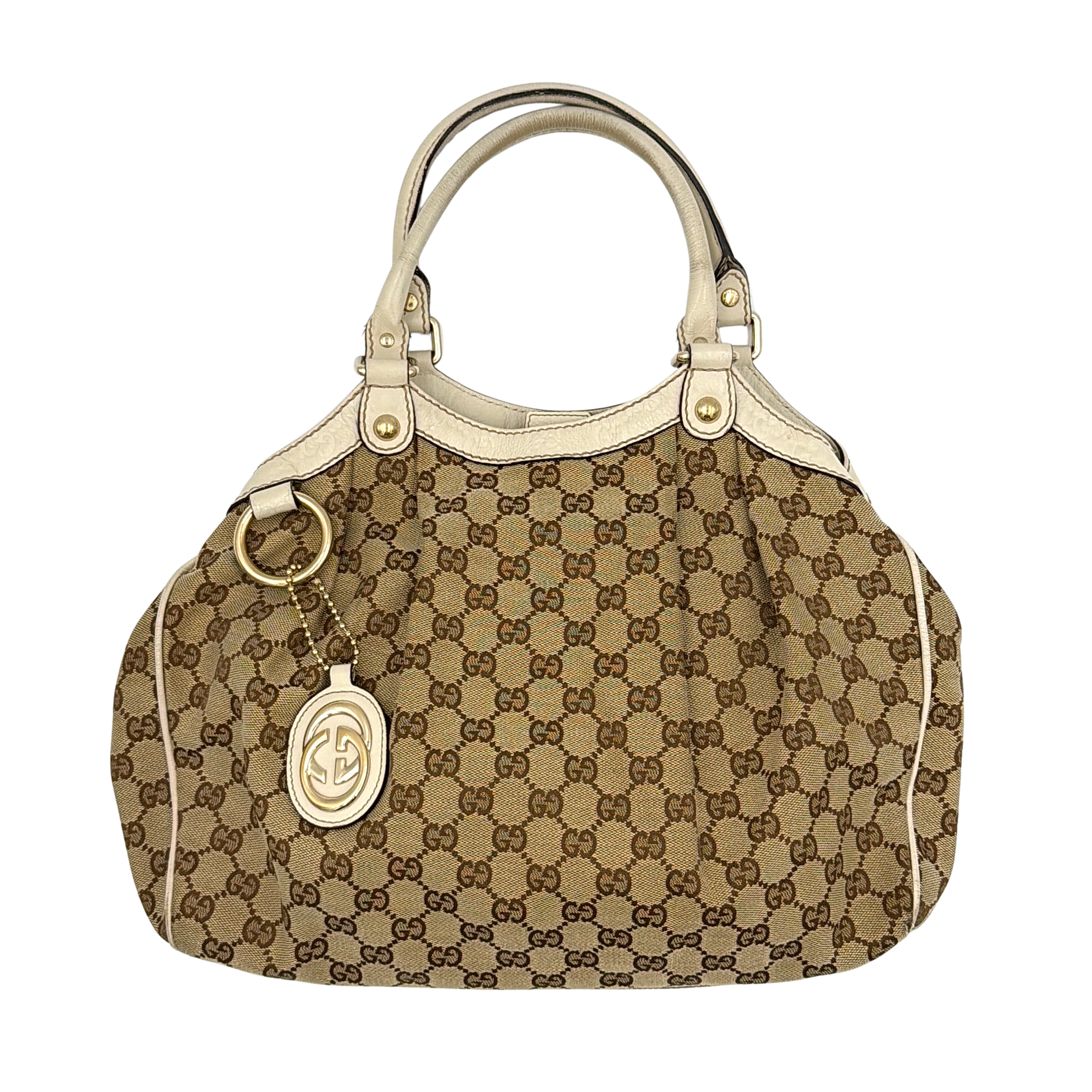 Gucci GG Monogram Sukey Shoulder Bag Beige/White