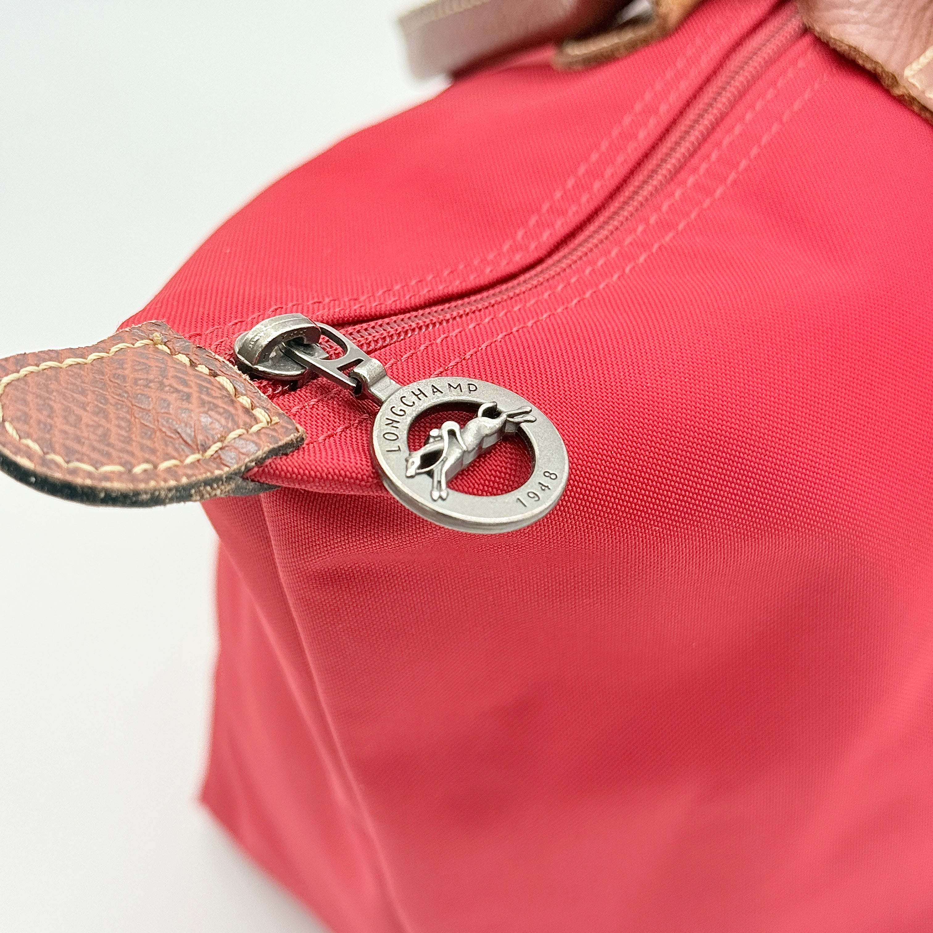 Longchamp Le Pliage Nylon Tote Bag Red/Brown