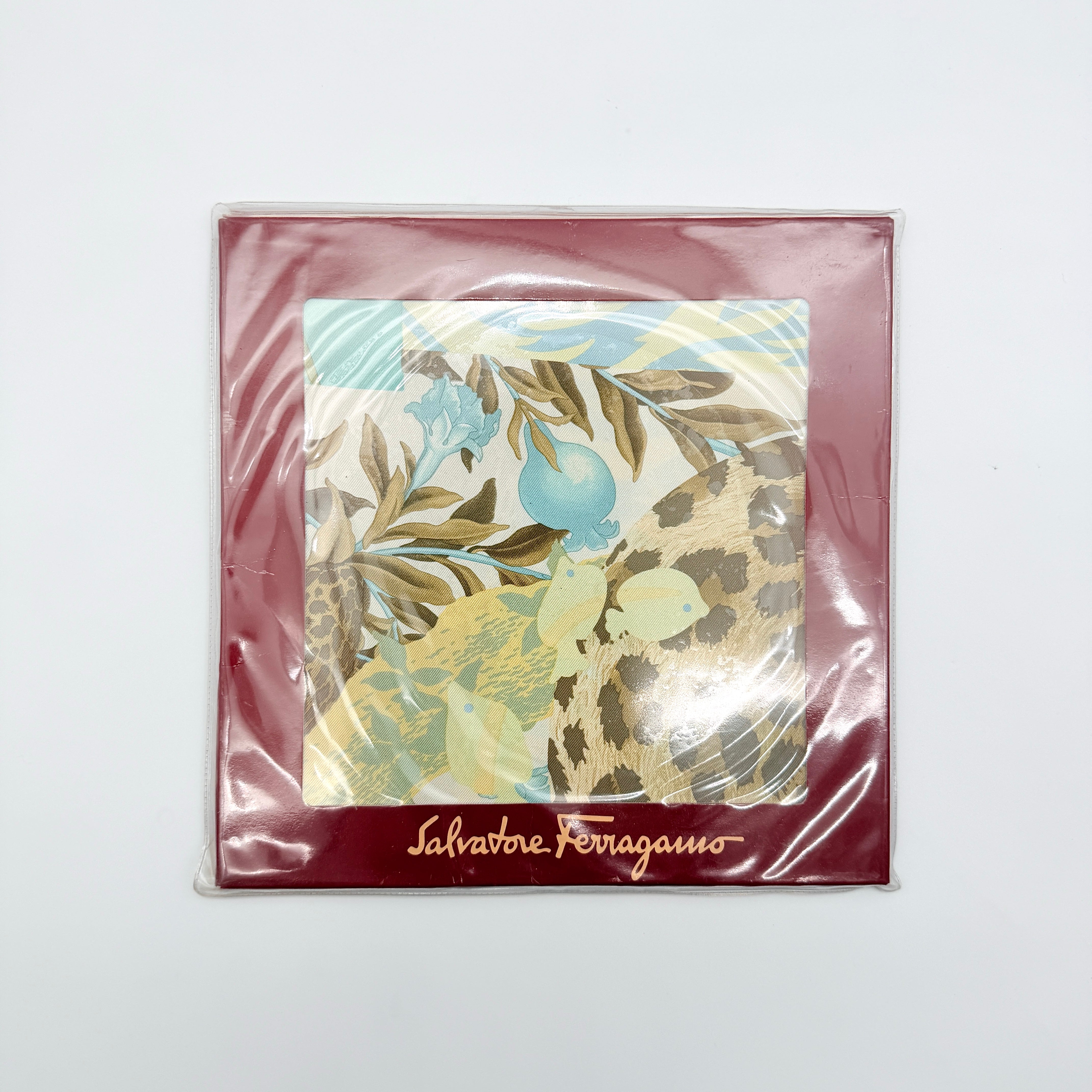 Salvatore Ferragamo Jungle Print Silk Scarf Blue