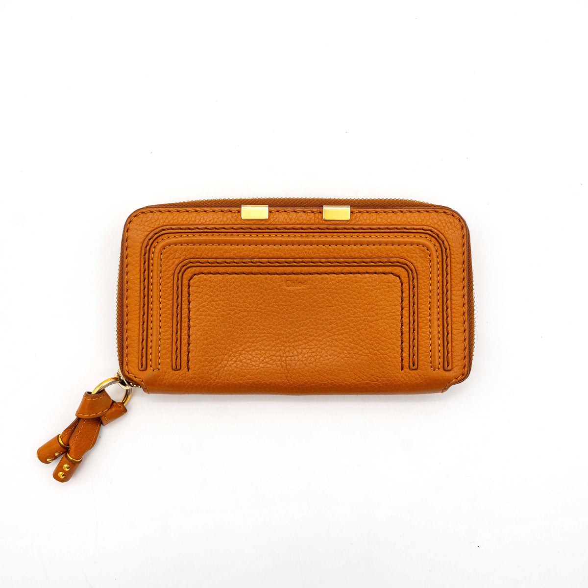 Chloé Marcie Leather Zip Wallet Tan