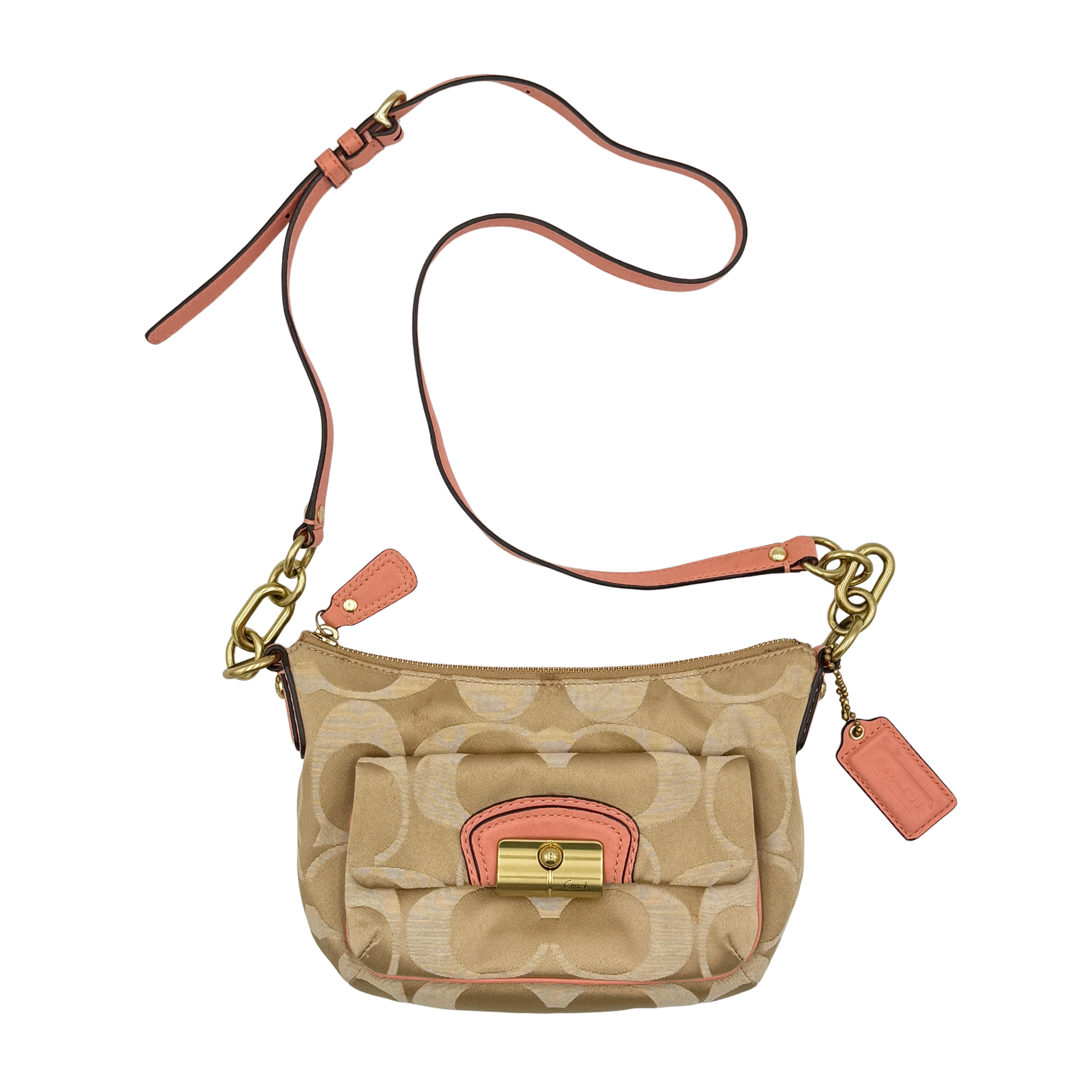 Coach Signature Kristin Crossbody Bag Pink/Beige