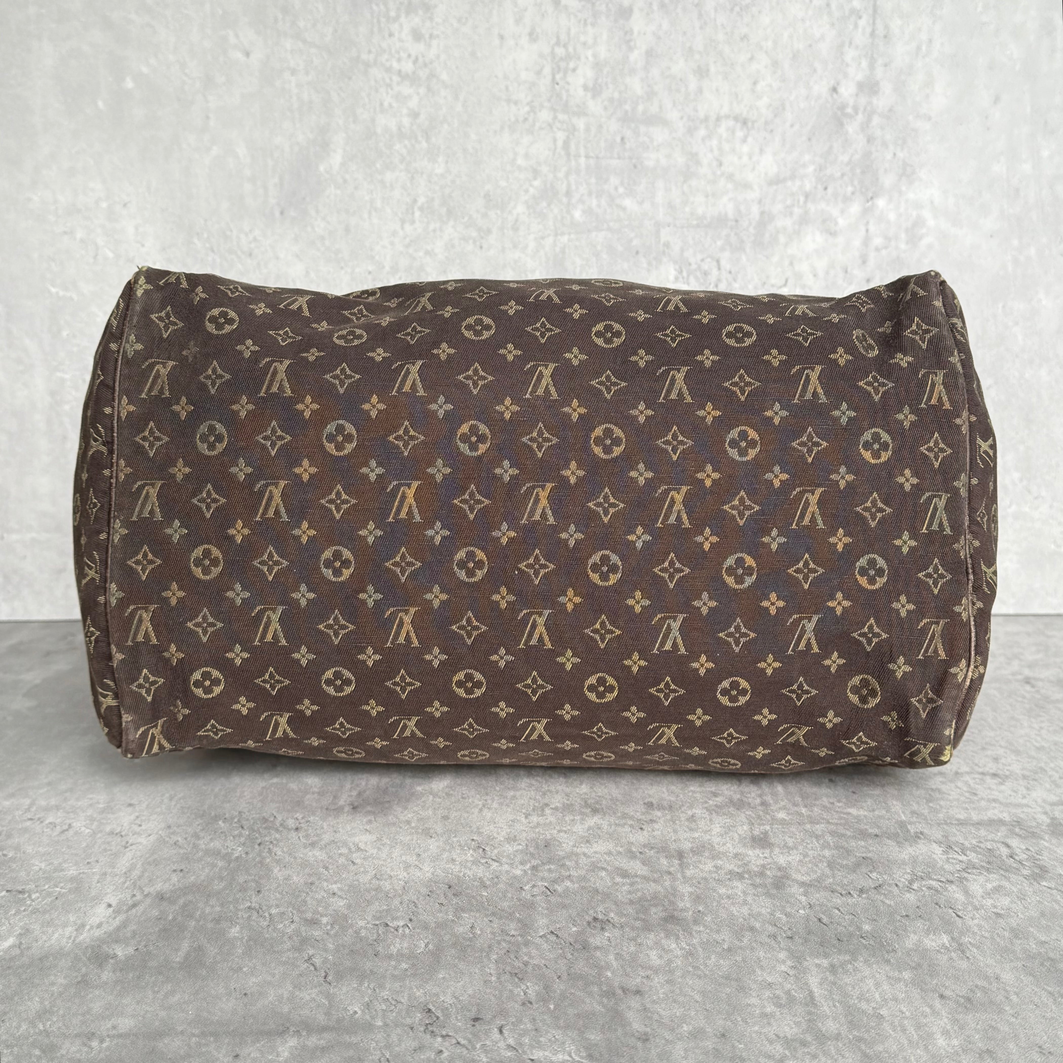 Louis Vuitton Monogram Mini Lin Speedy 30 HandBag Brown