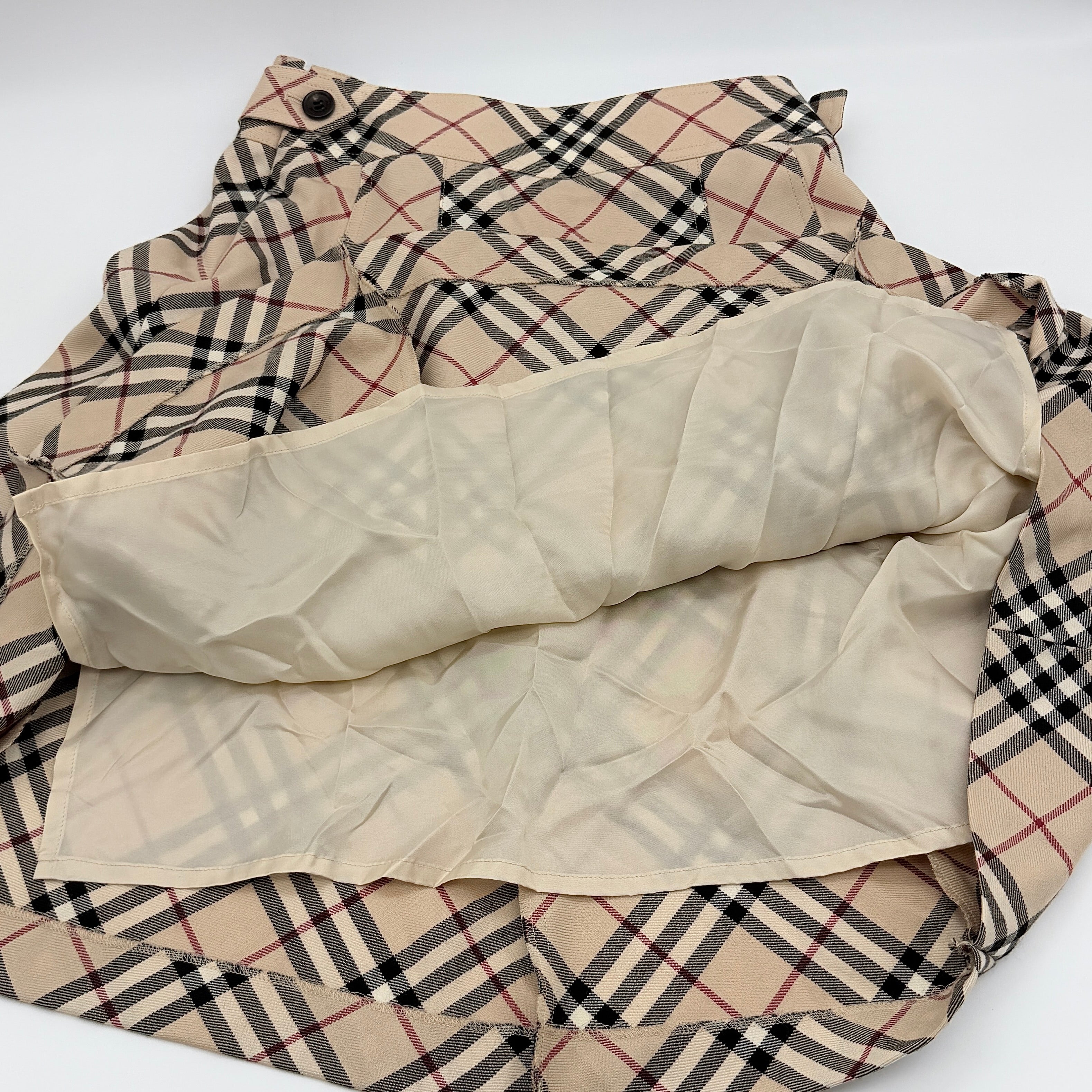 (38) Burberry London Nova Check Flare Skirt Beige