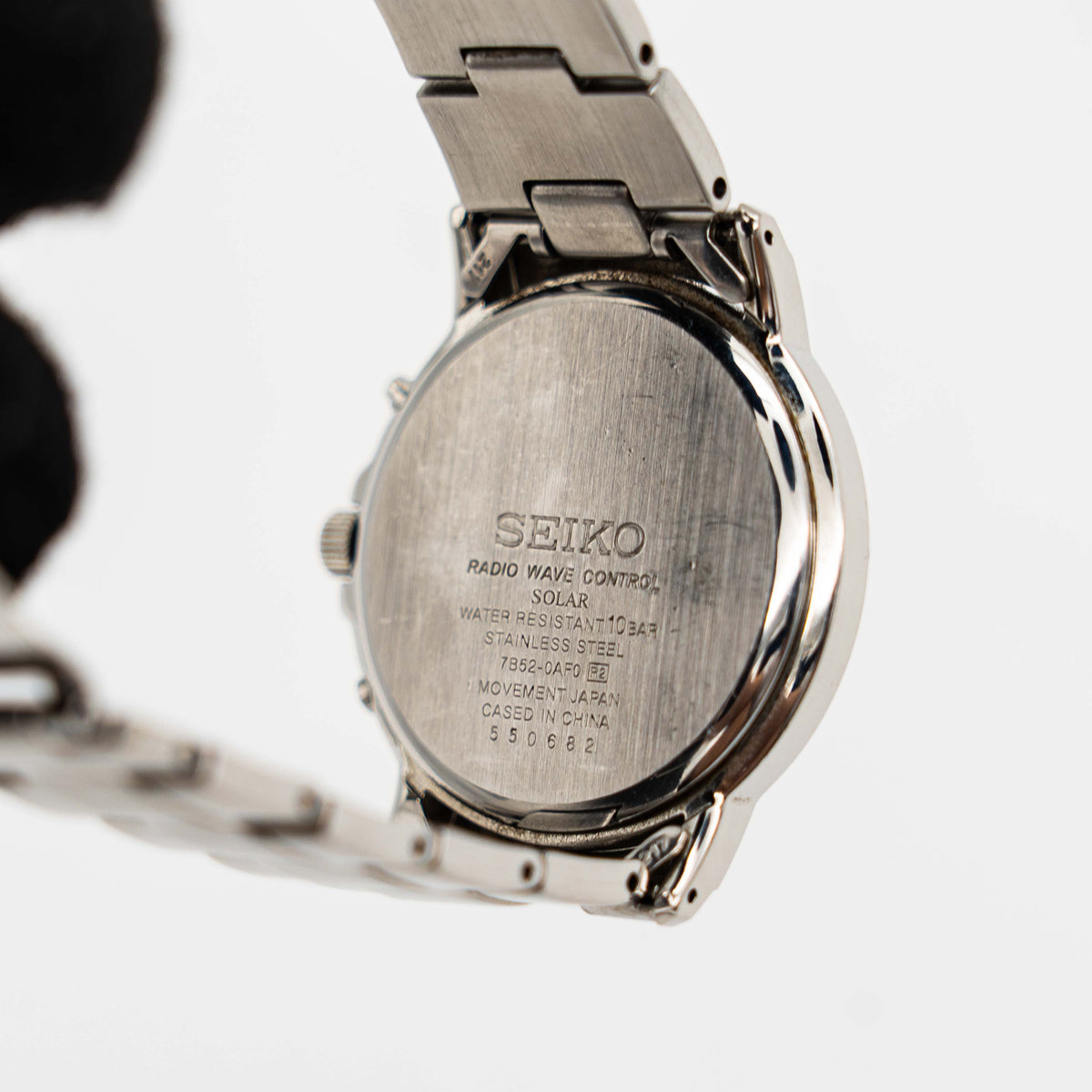 Seiko 7B52-0AF0 Black Dial Stainless Steel Watch