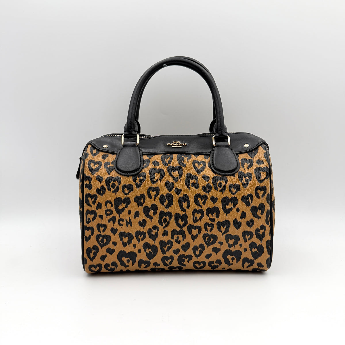 Coach 2Way Wild Heart Leopard Mini Bennett Boston Bag Brown/Black