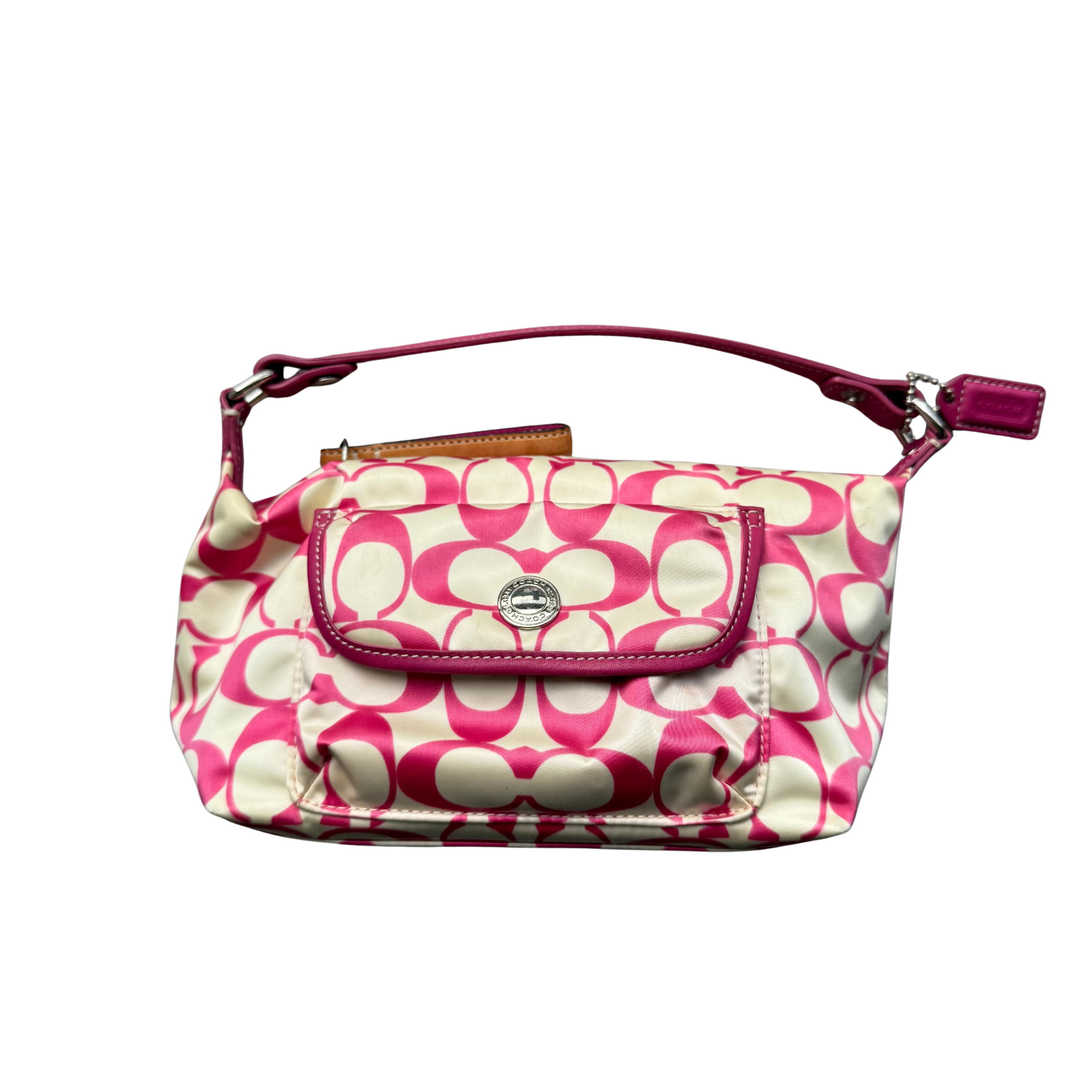 Coach Signature Canvas Mini Shoulder Bag Pink/White