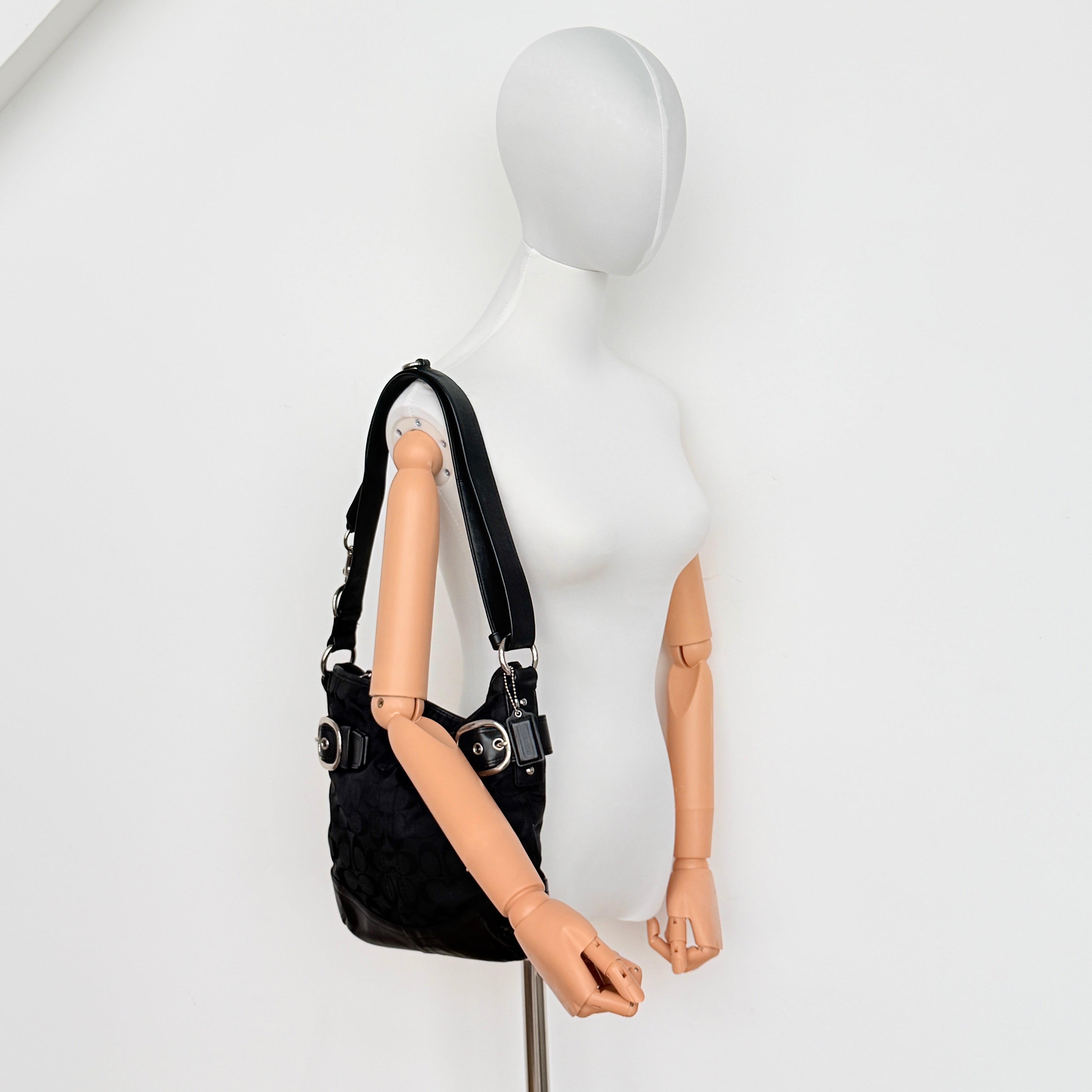 Coach 2Way Signature Canvas Crossbody Bag Black