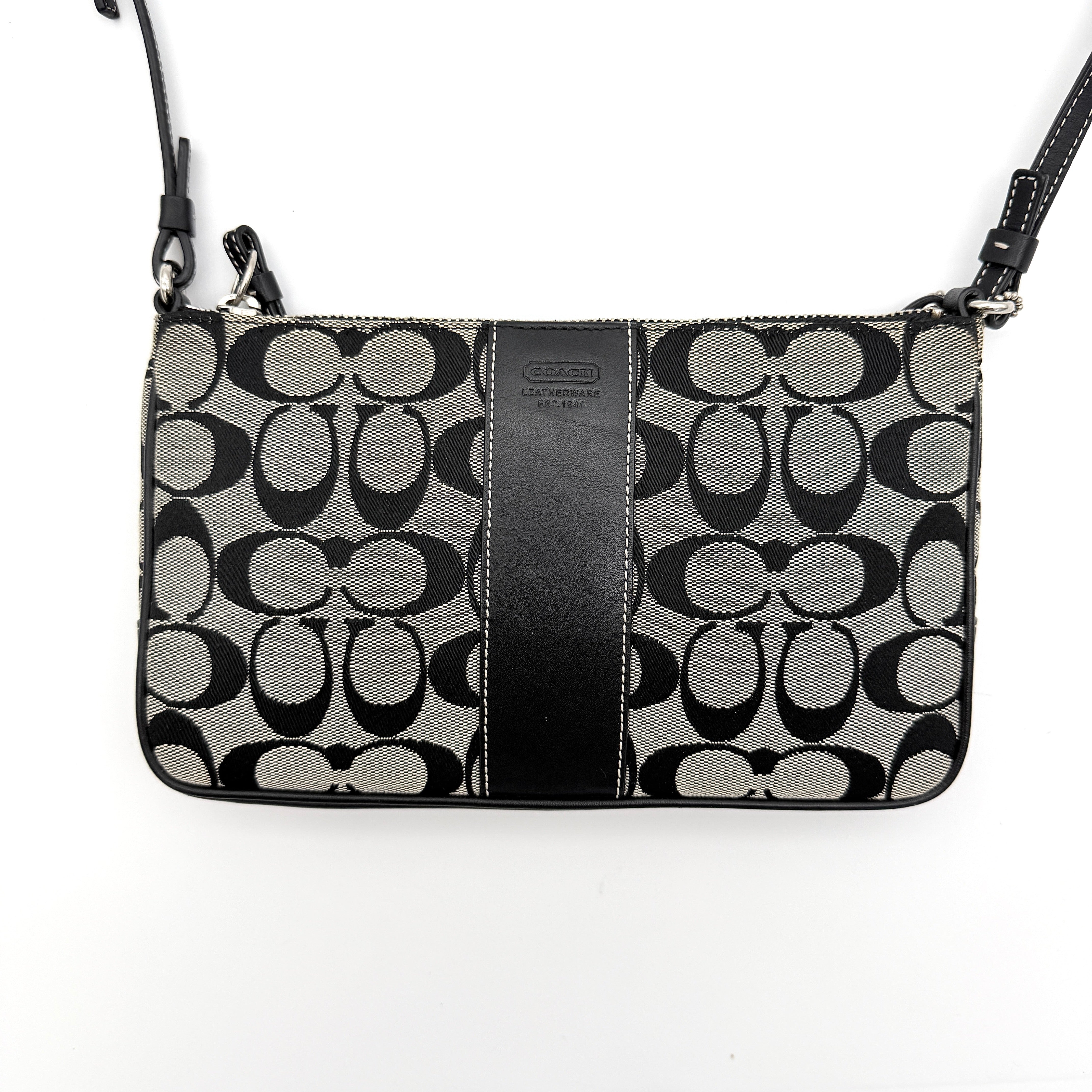 Coach Signature Stripe Crossbody Bag Grey/Black