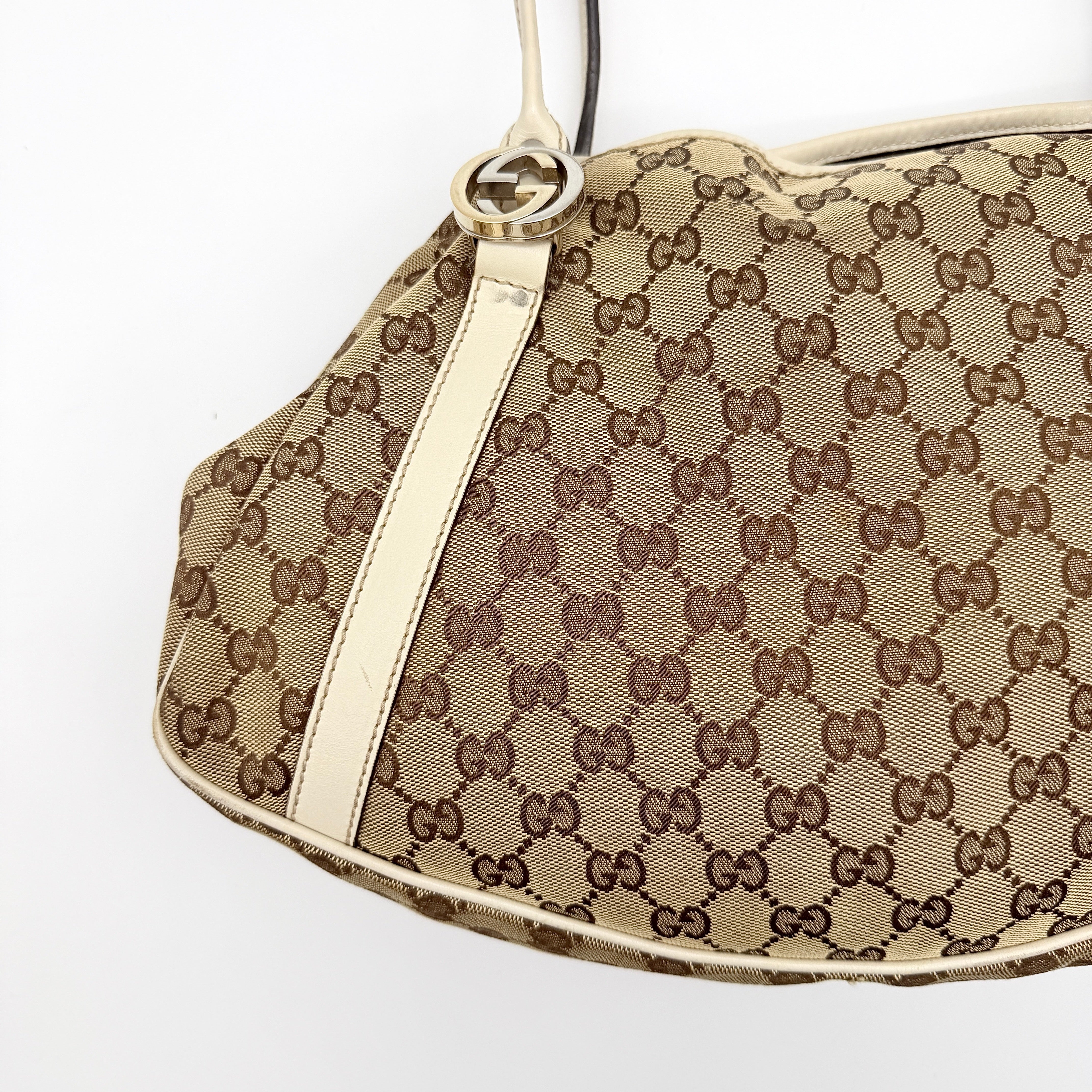 Gucci GG Monogram Twins Shoulder Bag Beige/White