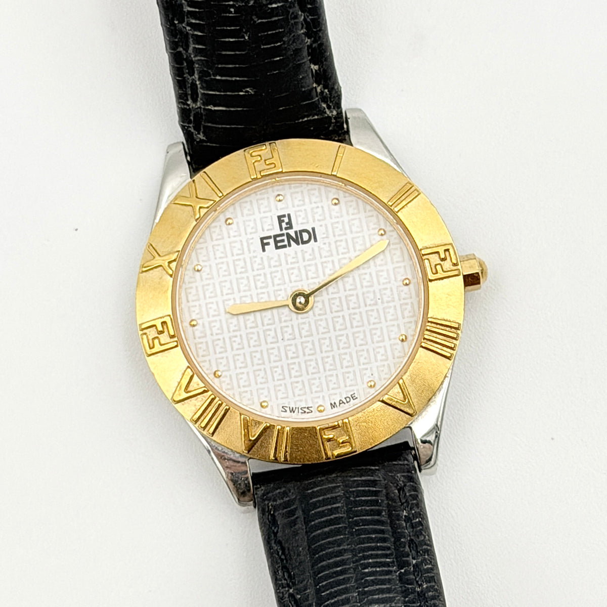 Fendi 2000L Zucca FF Dial Watch Gold/Black