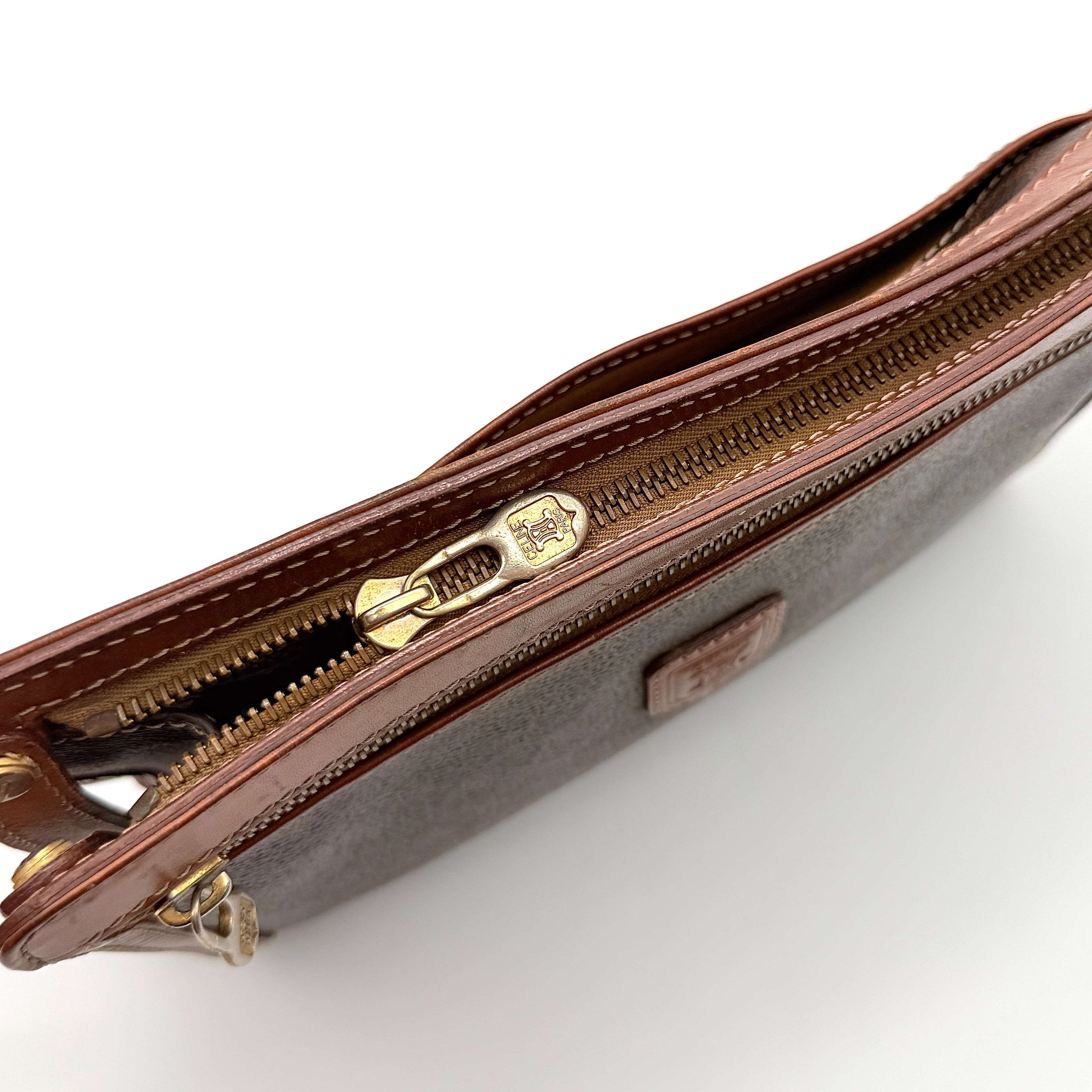 Celine Triomphe Macadam Clutch Bag Brown