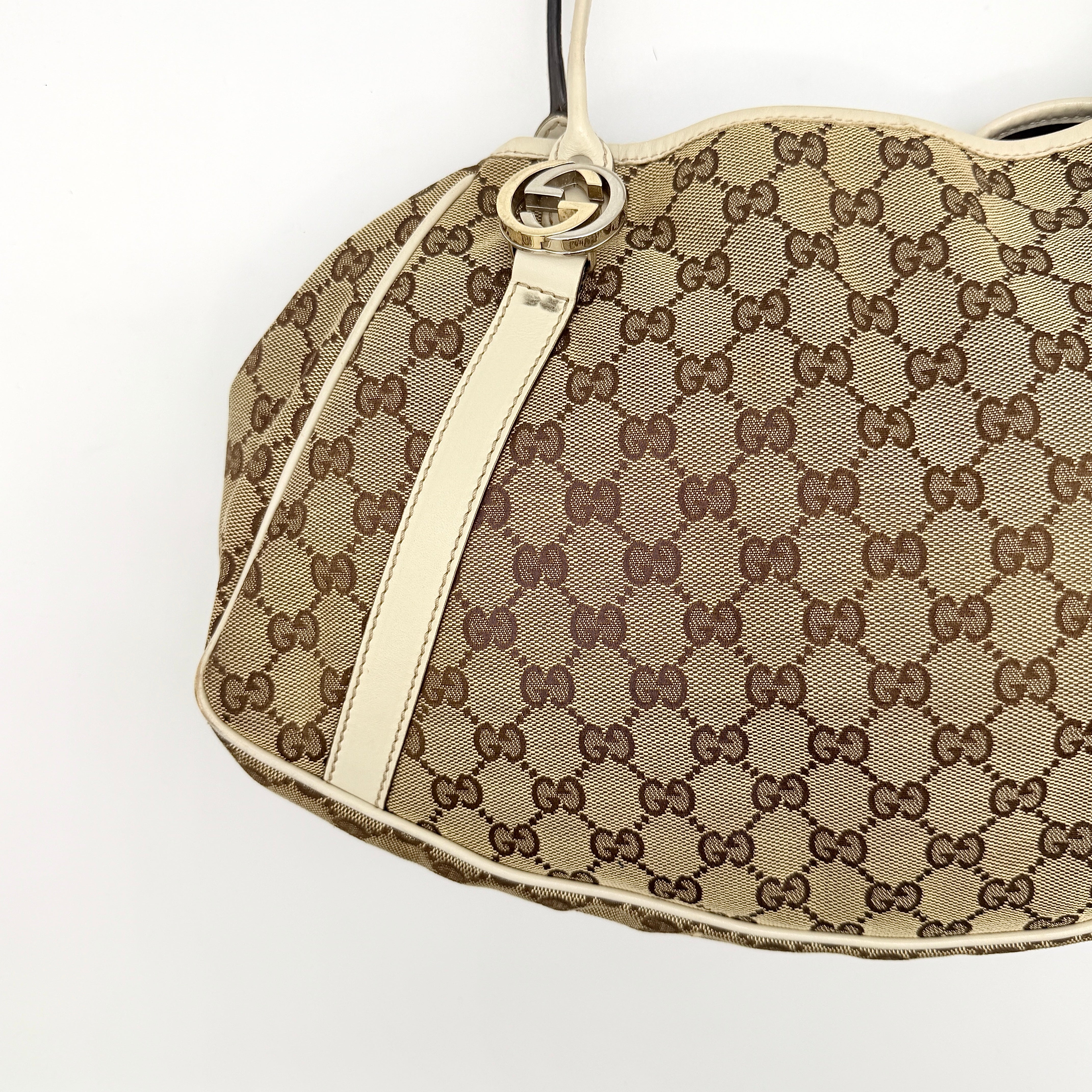 Gucci GG Monogram Twins Shoulder Bag Beige/White