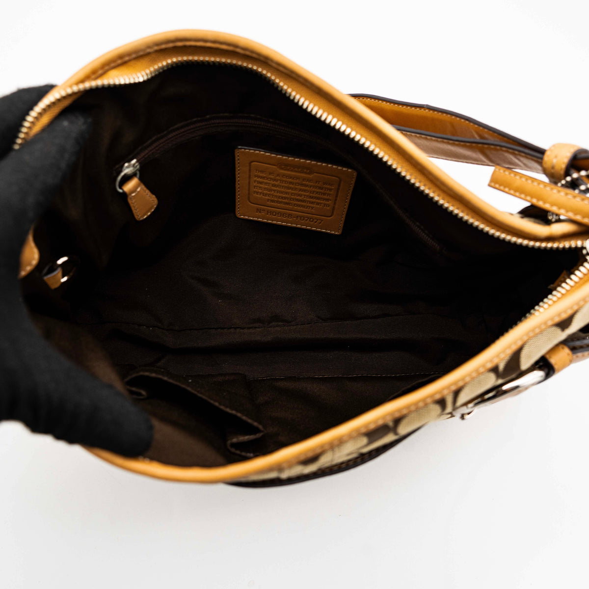 Coach 2Way Signature Sufflette Shoulder Bag Beige/Tan