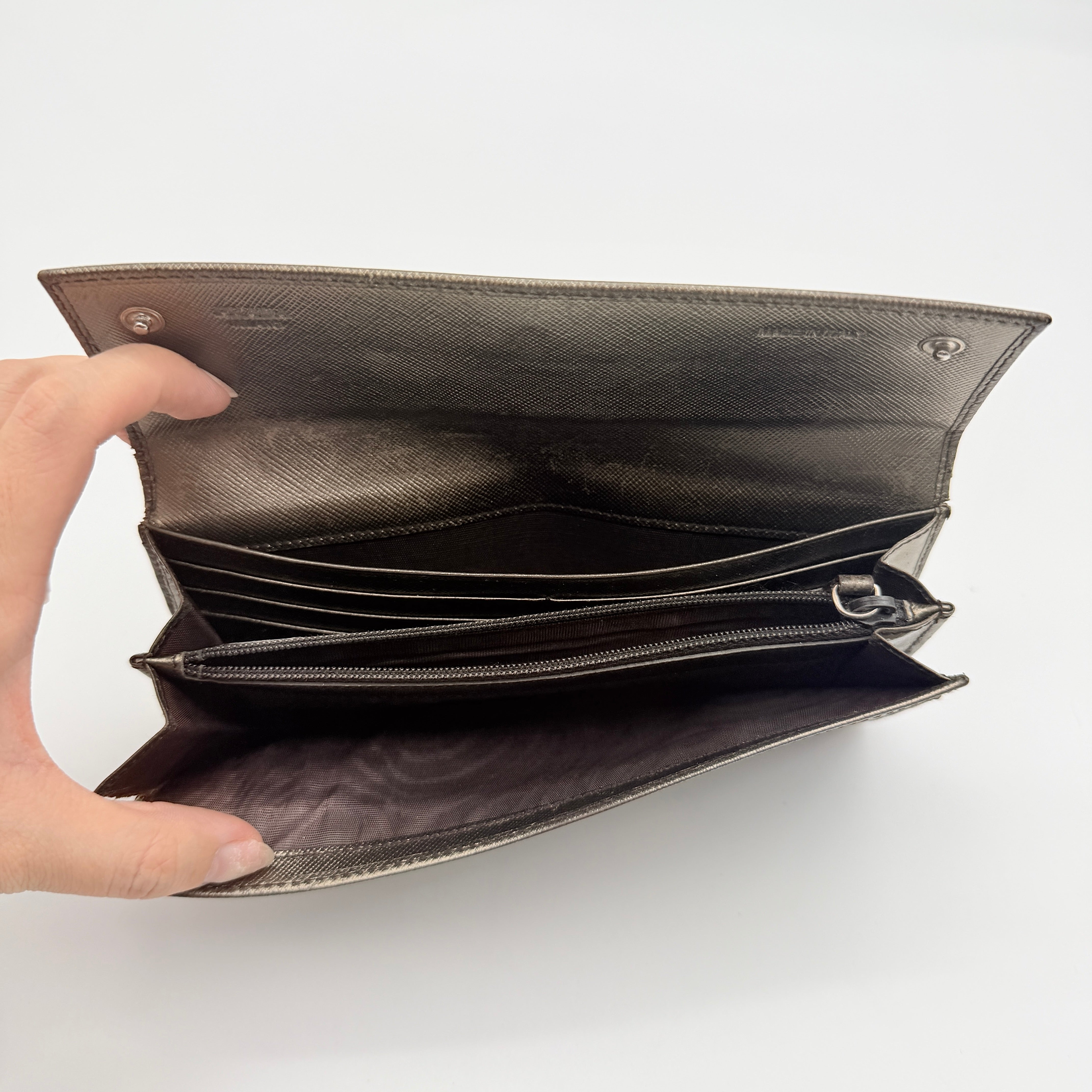 Prada Saffiano Metallic Leather Long Wallet