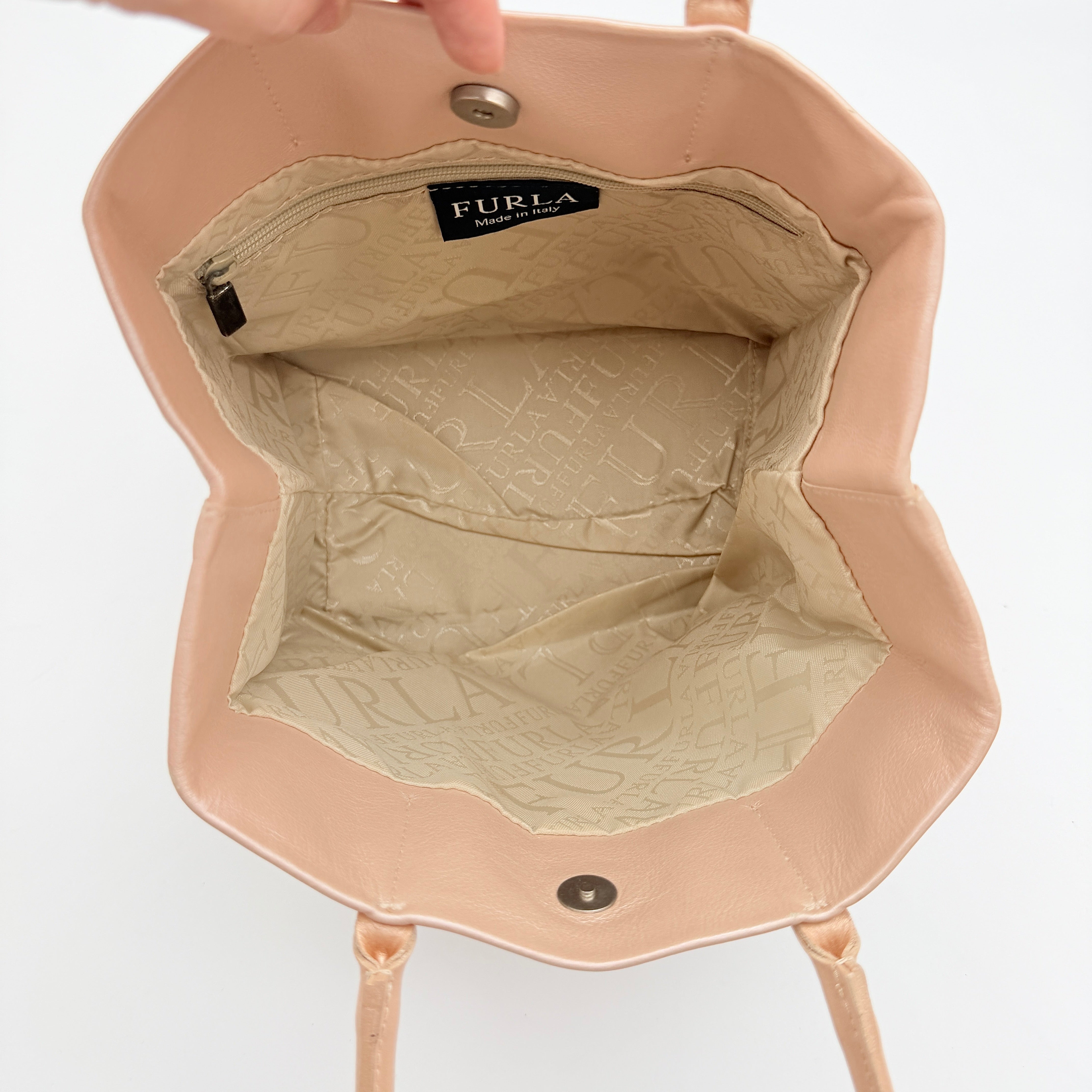 Furla Leather Mini Tote Bag Beige