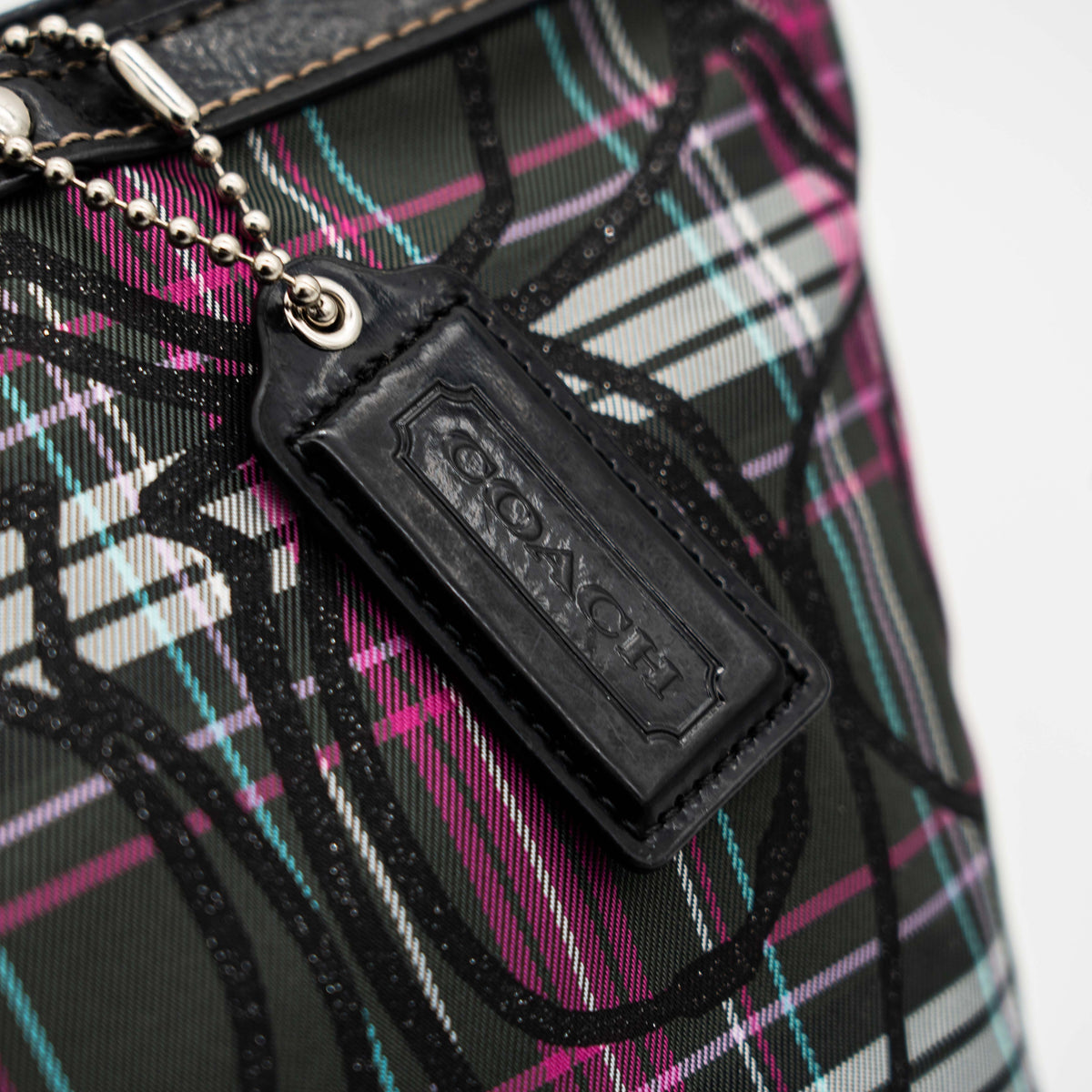 Coach Signature Poppy Tartan Tote Bag Multi