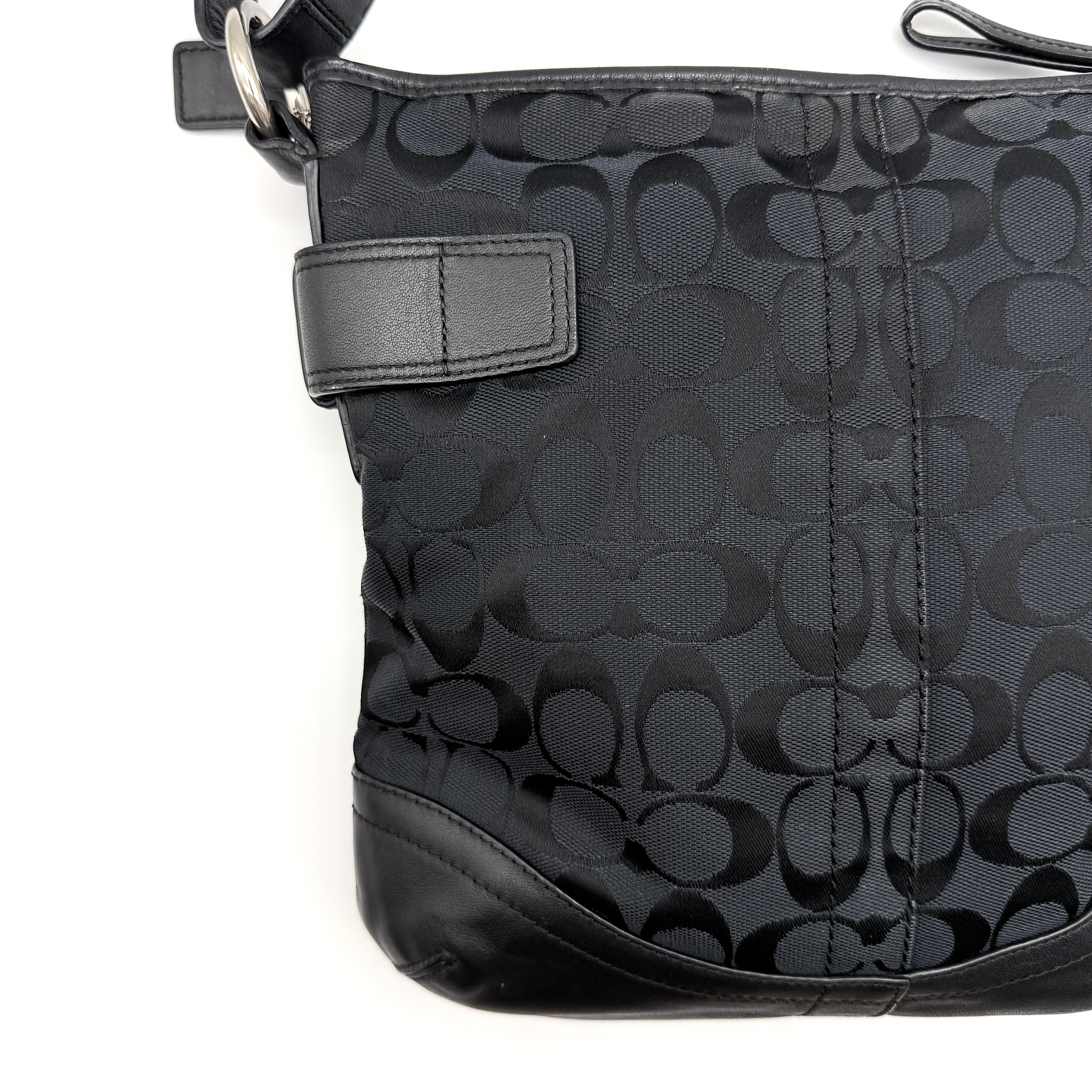 Coach 2Way Signature Canvas Crossbody Bag Black