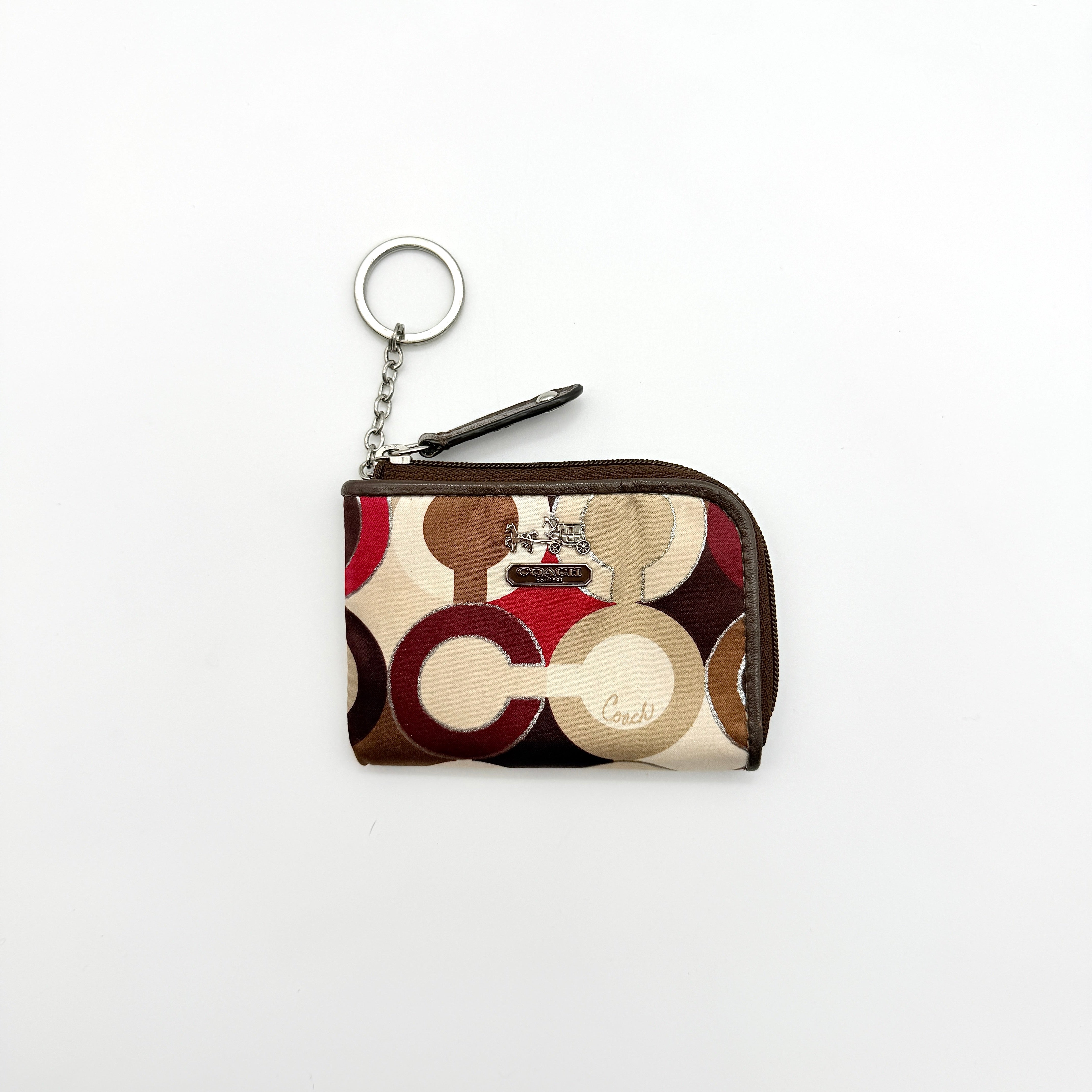 Coach Signature Op Art Coin Case Multicolor