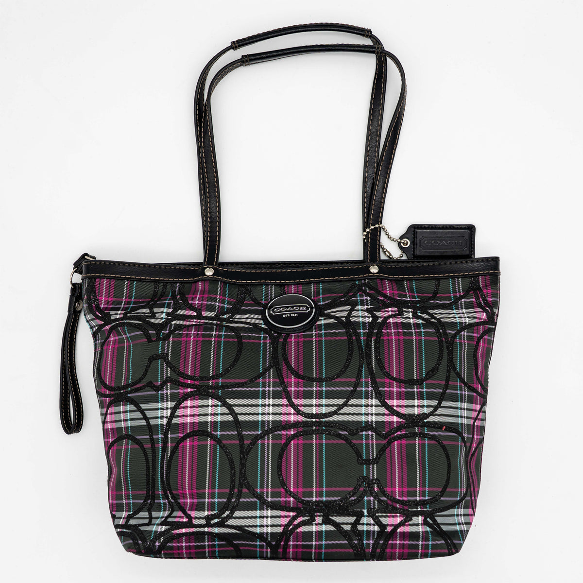 Coach Signature Poppy Tartan Tote Bag Multi