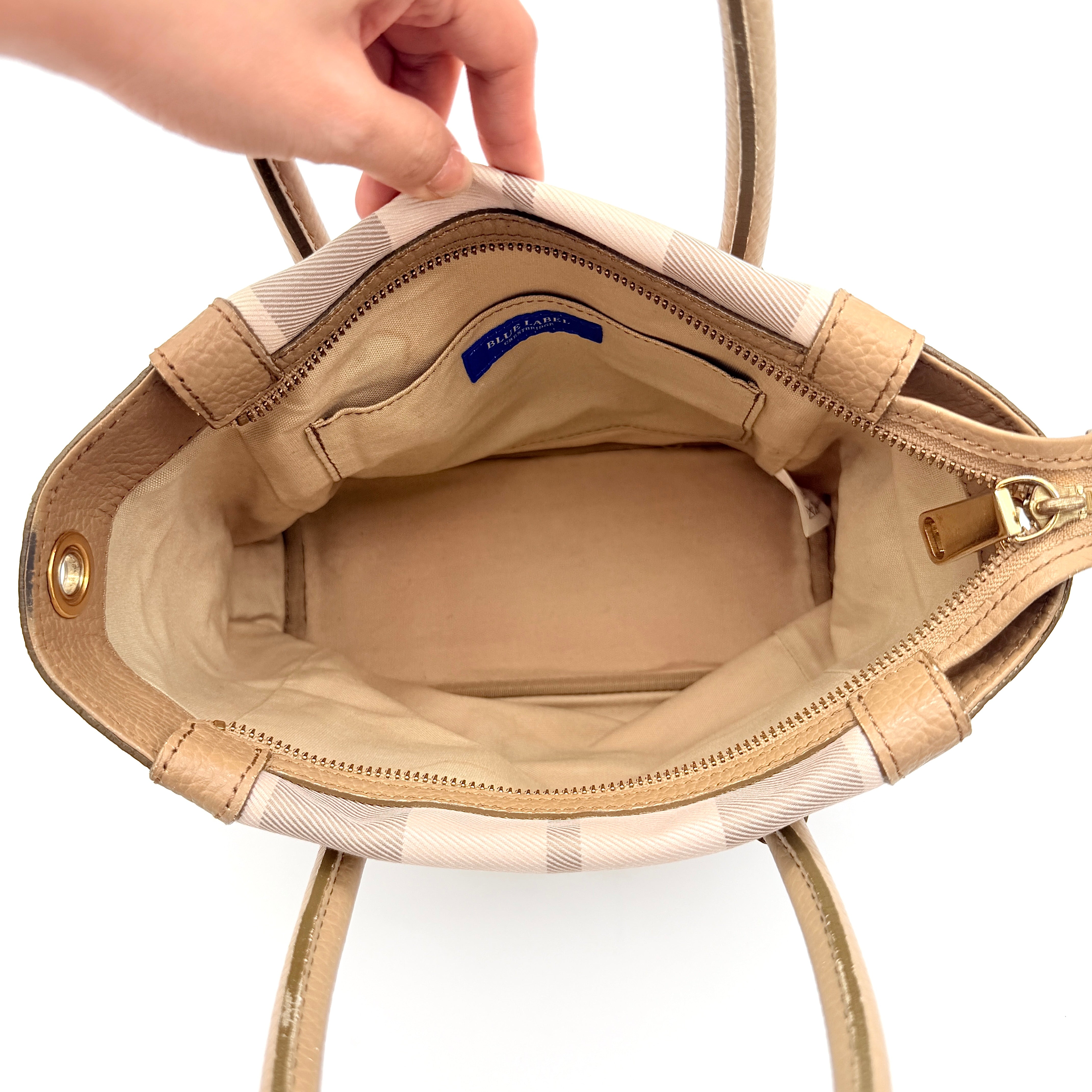 Burberry Blue Label 2Way Dome Check Shoulder Bag White/Brown